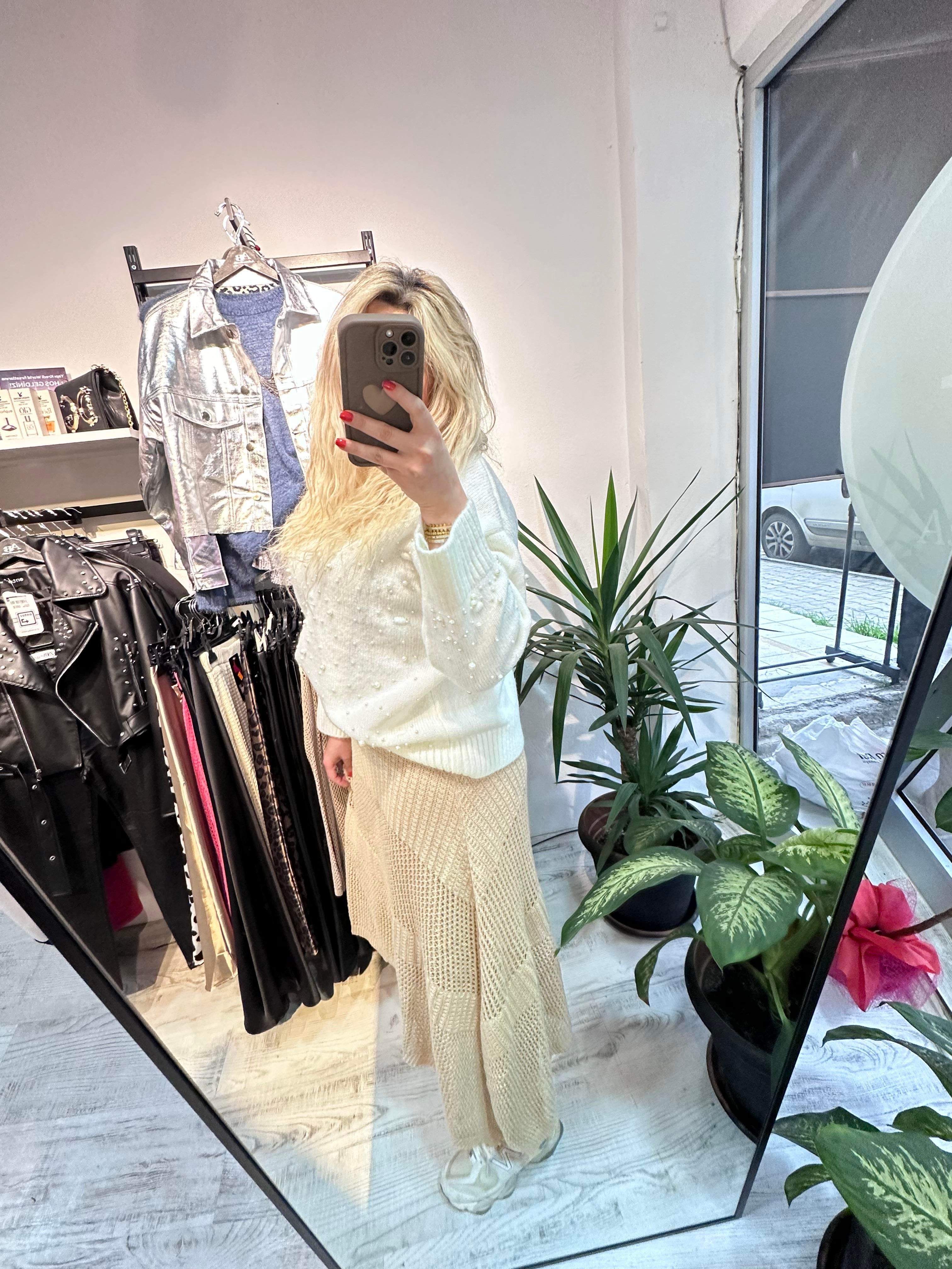 Astarlı Merserize Bej Etek