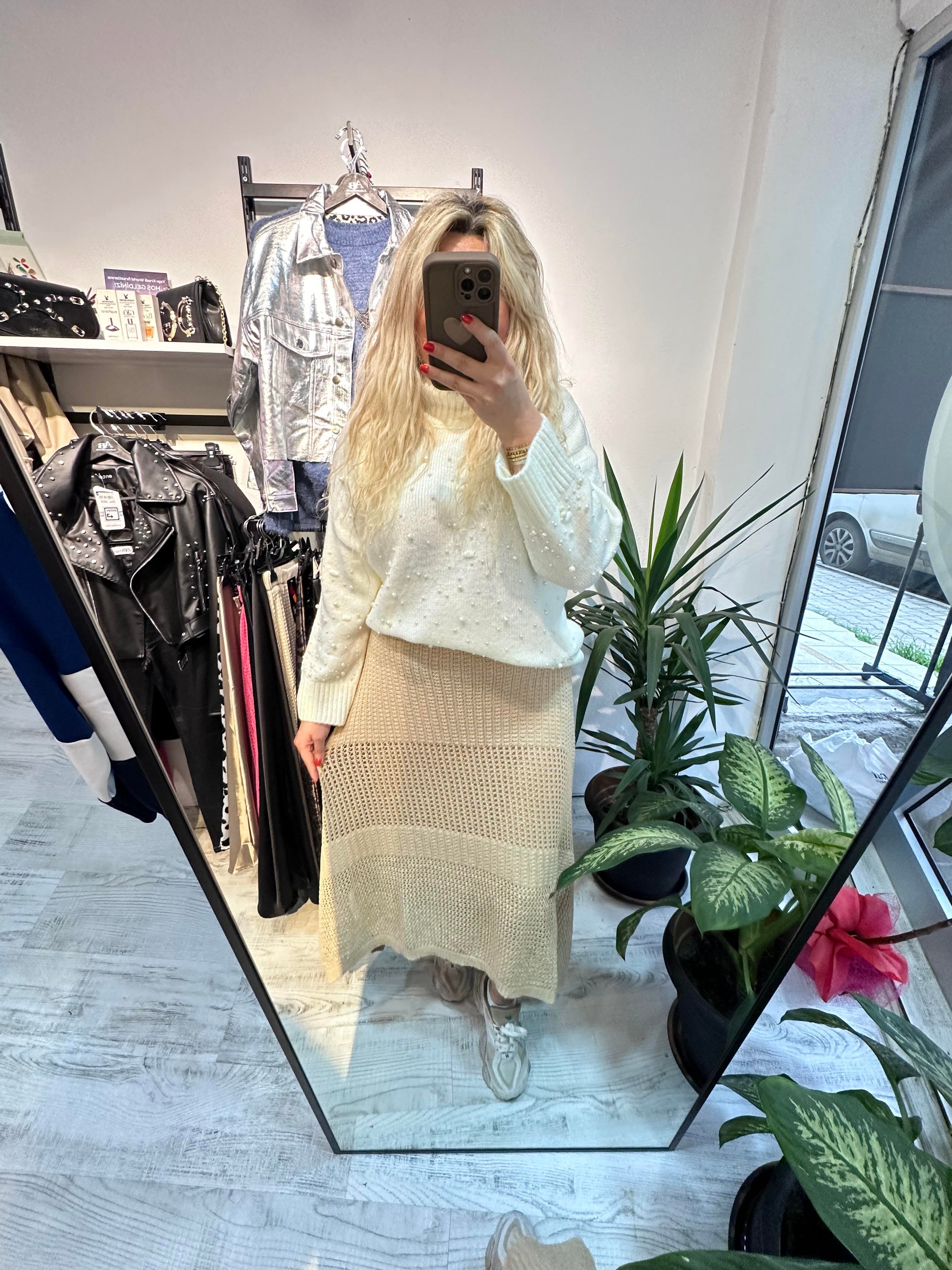 Astarlı Merserize Bej Etek