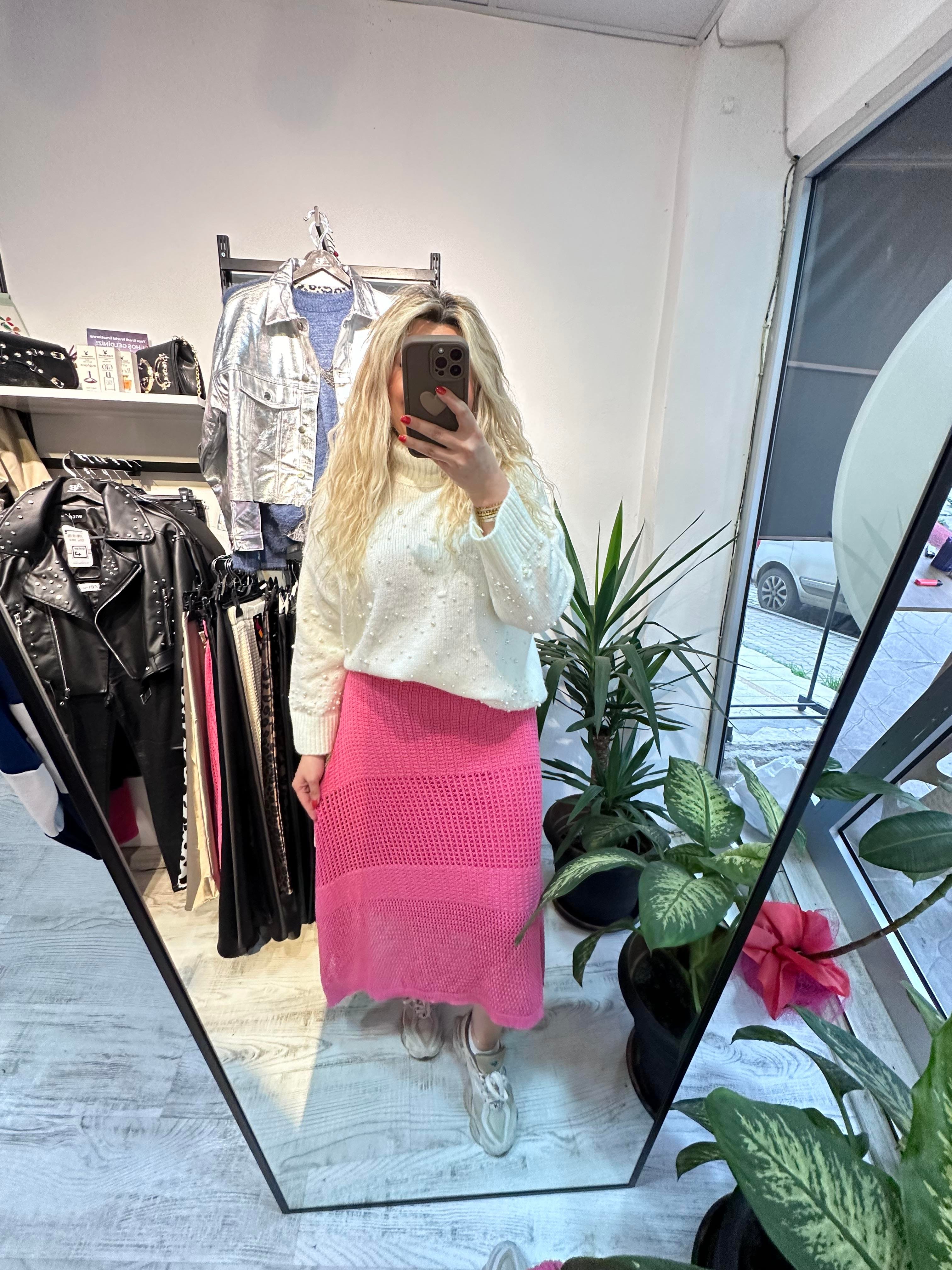 Astarlı Merserize Pembe Etek