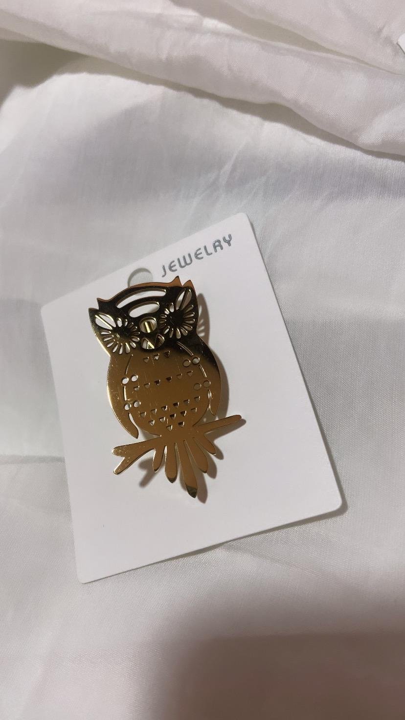 Baykuş Figür Gold Çelik Broş