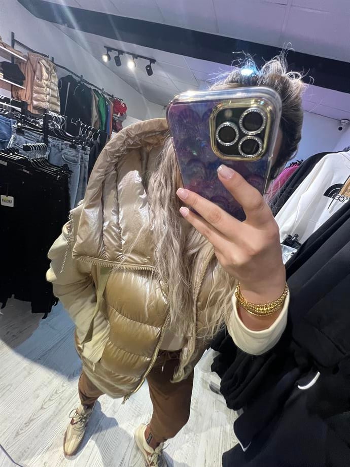Bej Parlak Puffer Yelek