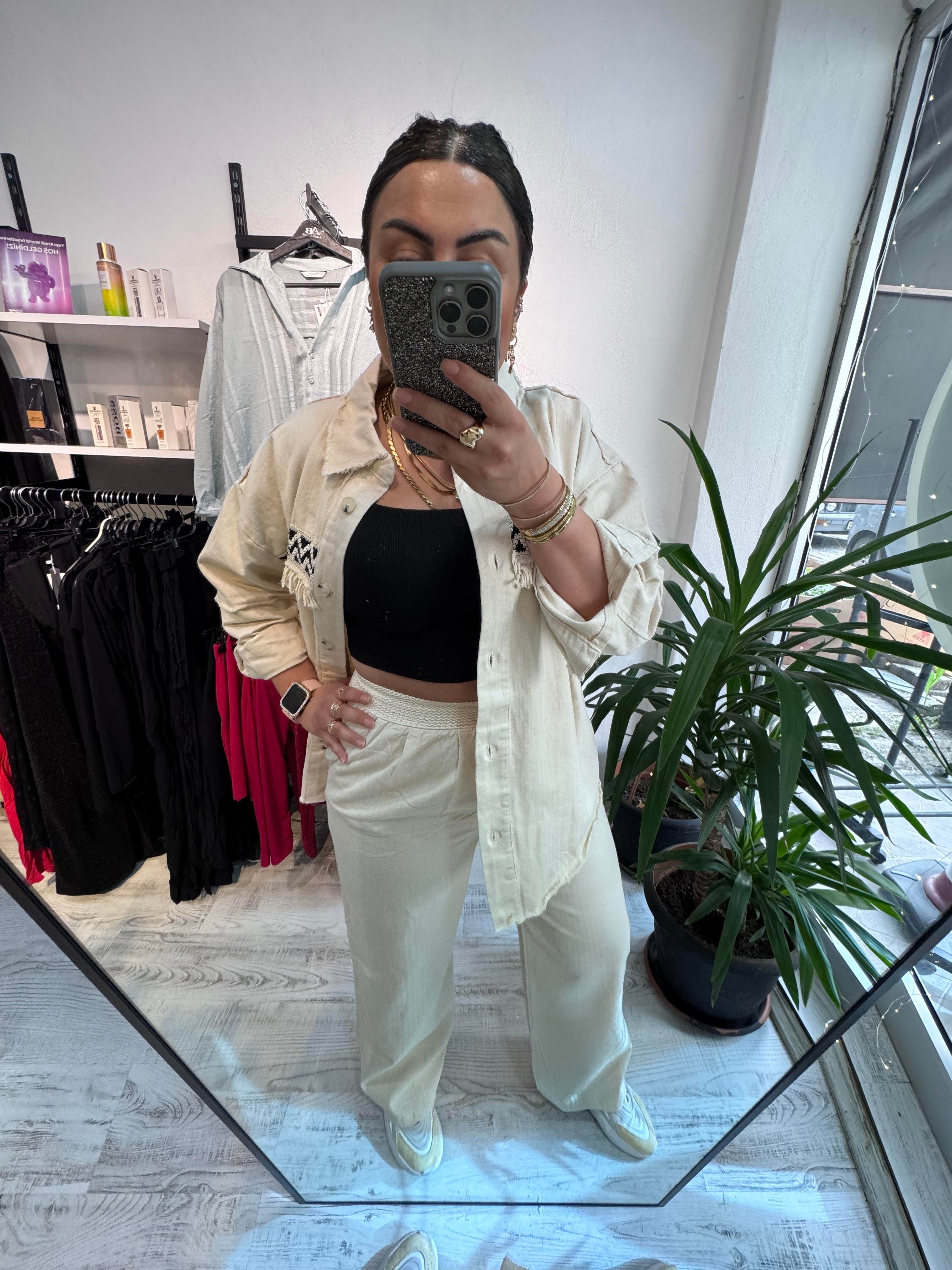 Bel Detaylı Premium Seri Gabardin Kumaş Palazzo  Pantolon