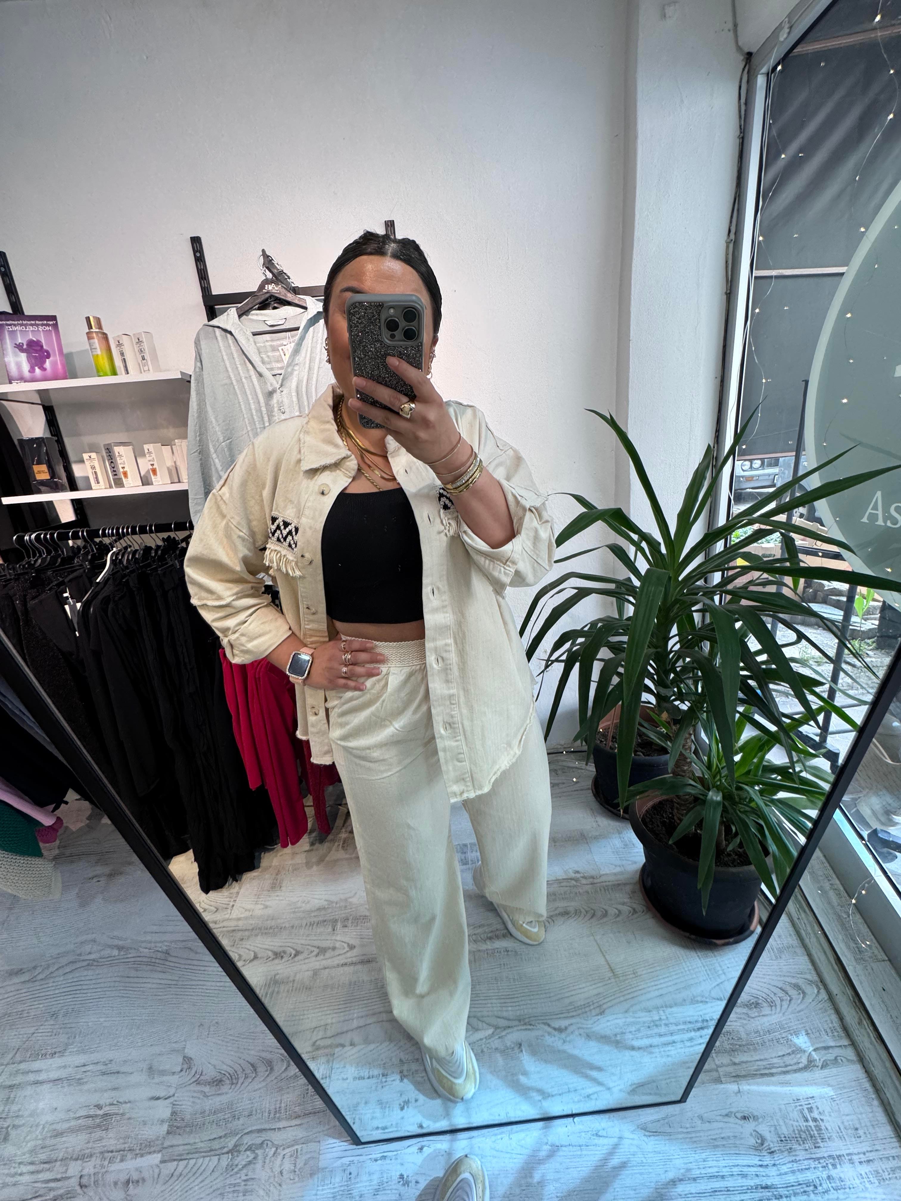 Bel Detaylı Premium Seri Gabardin Kumaş Palazzo  Pantolon