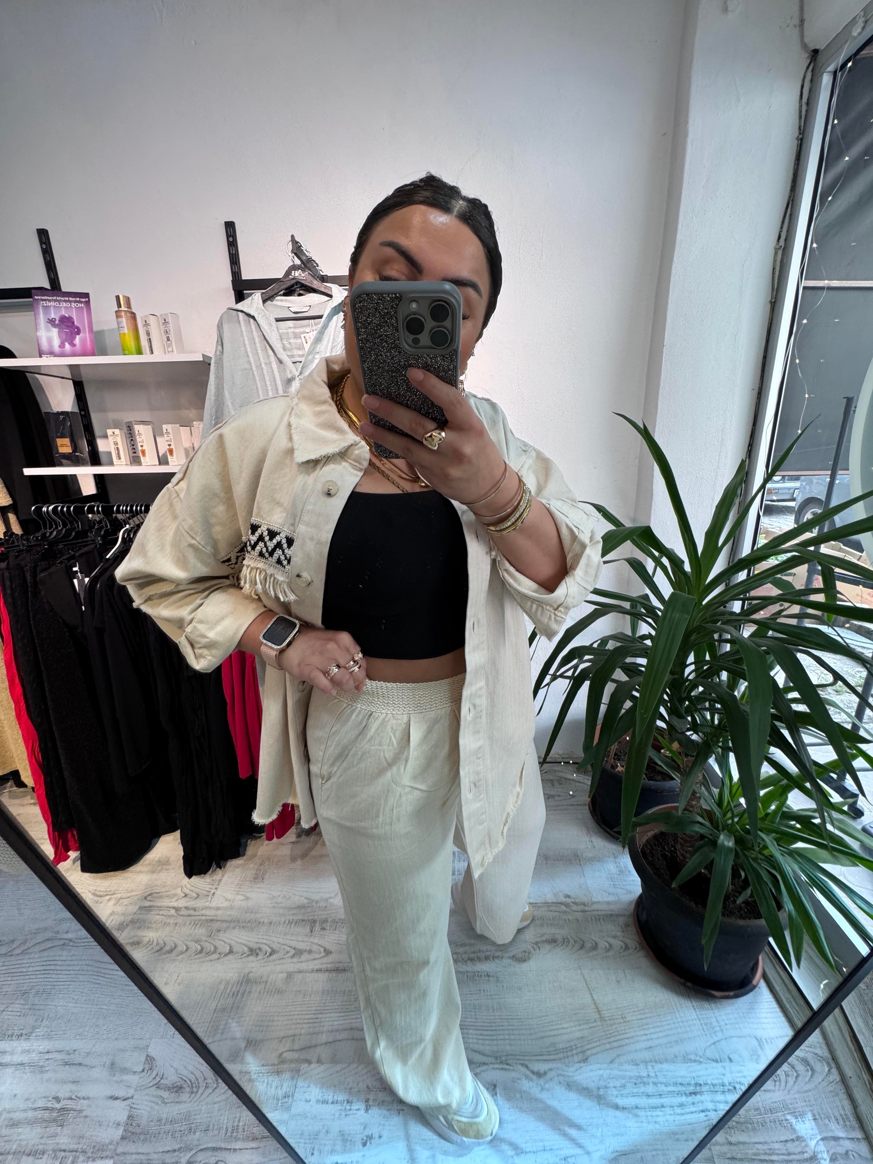 Bel Detaylı Premium Seri Gabardin Kumaş Palazzo  Pantolon