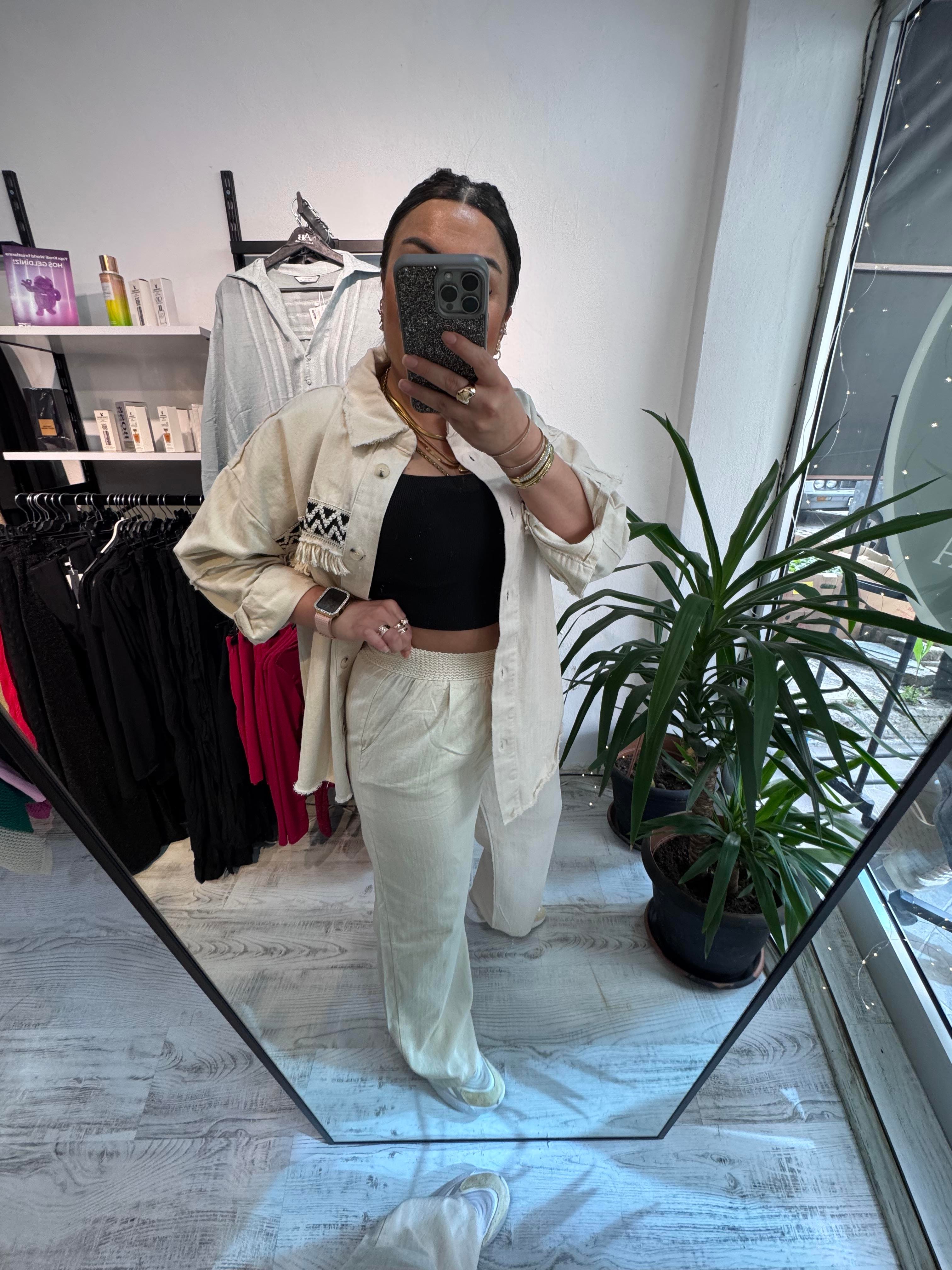 Bel Detaylı Premium Seri Gabardin Kumaş Palazzo  Pantolon