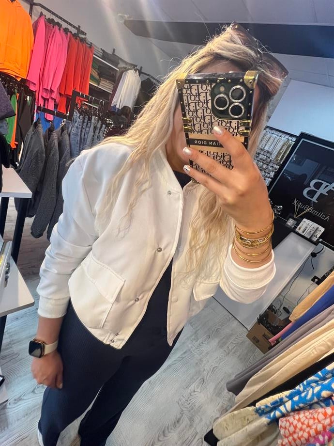 Beyaz Bomber Ceket