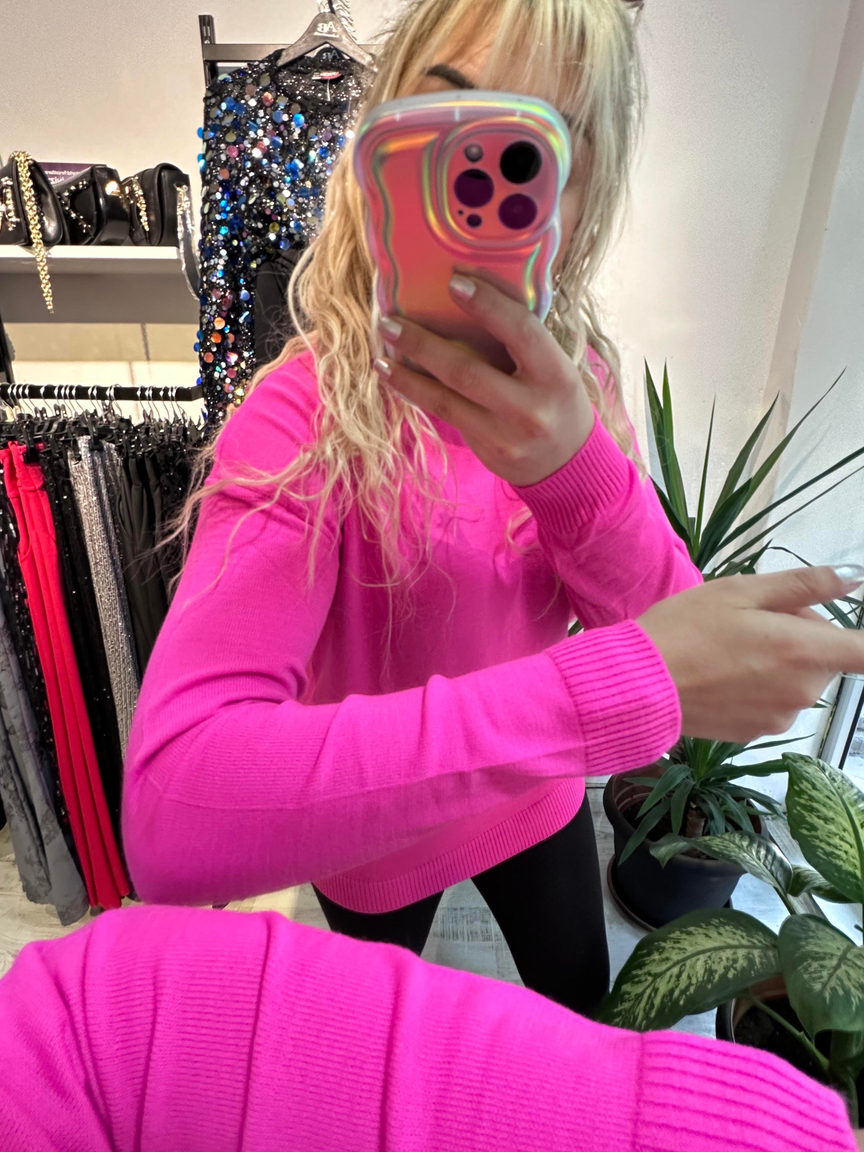 Bisiklet Yaka Pembe Triko