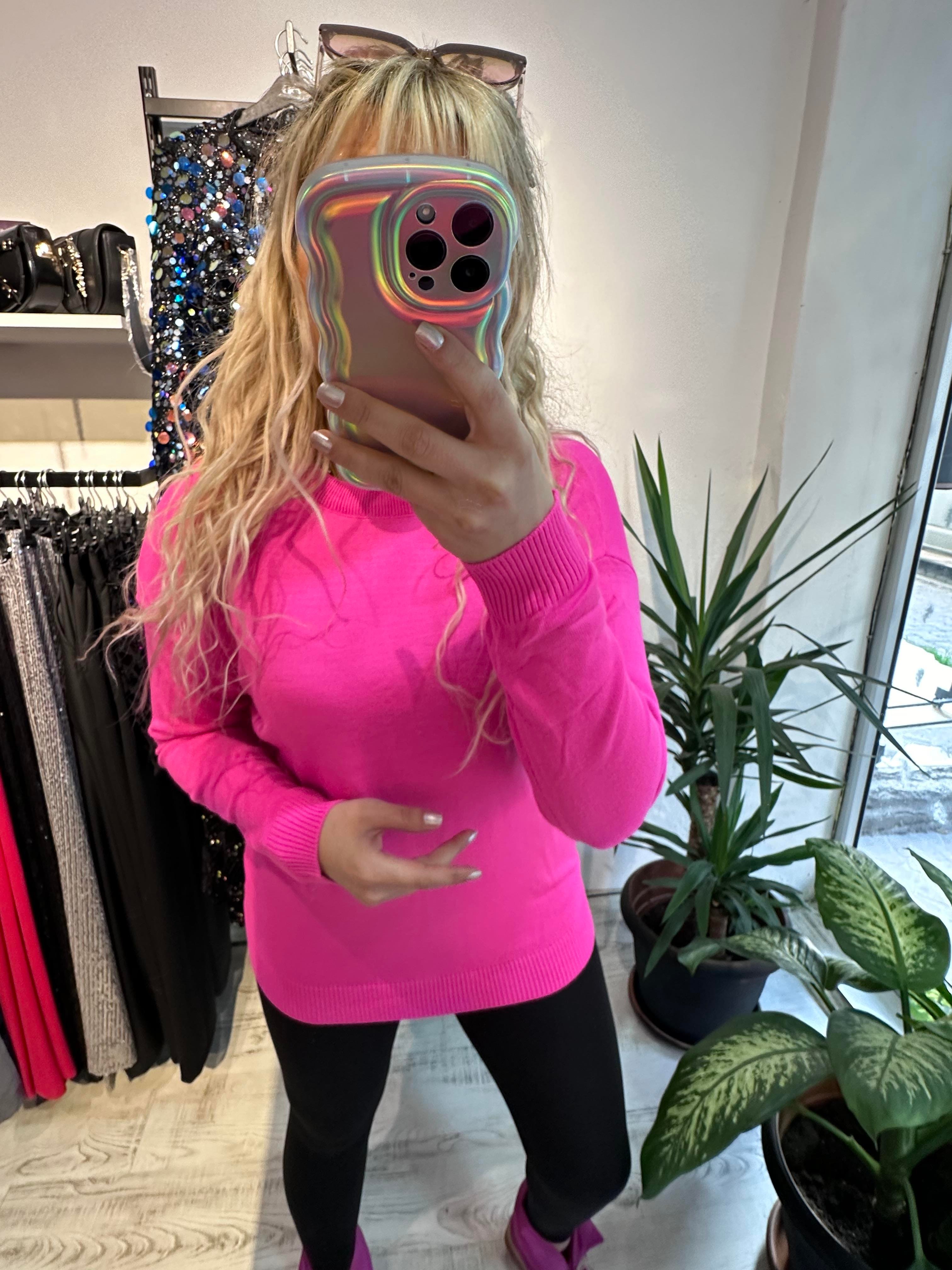 Bisiklet Yaka Pembe Triko