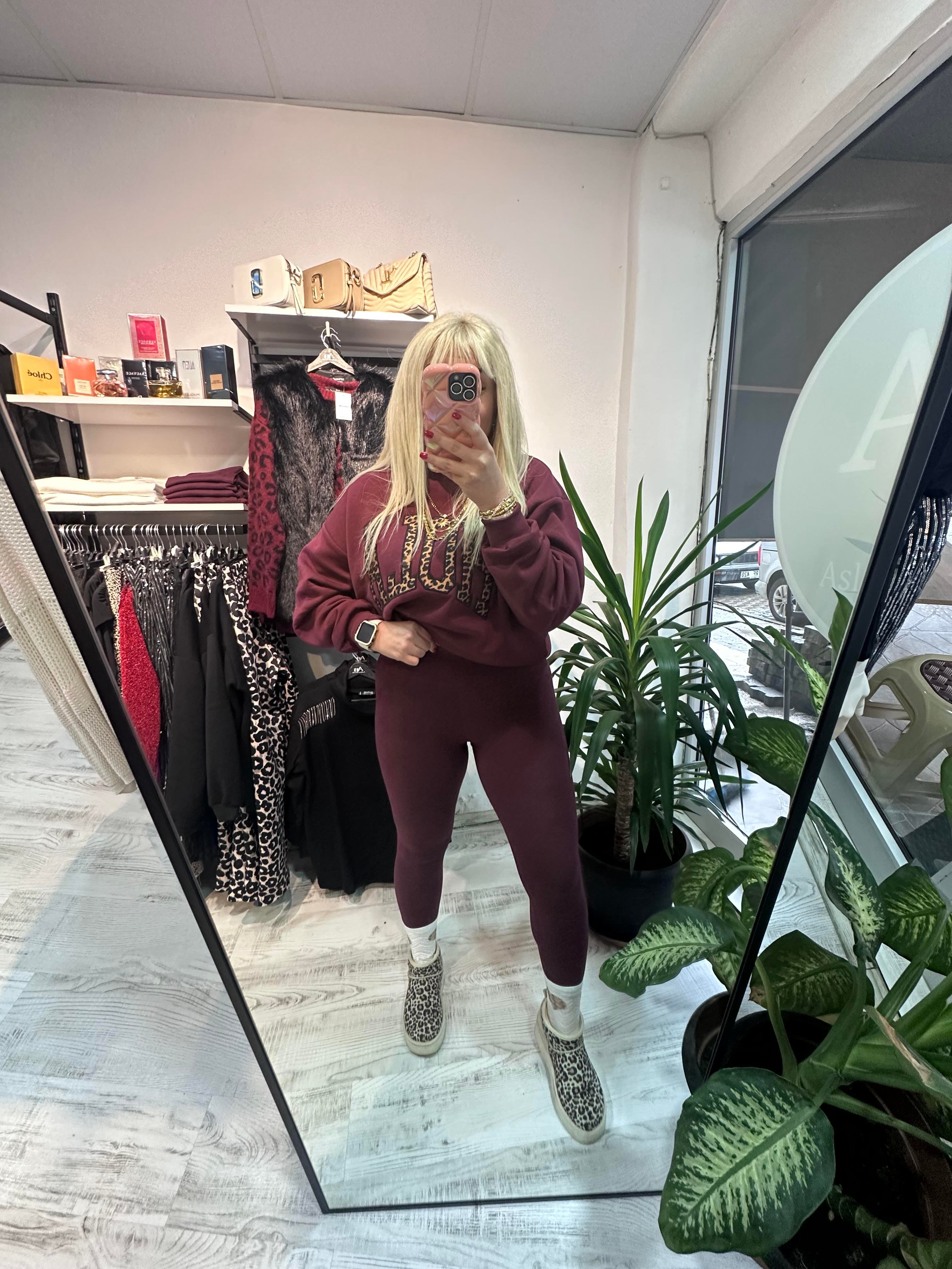 Bordo Oysho Yumoş Tayt