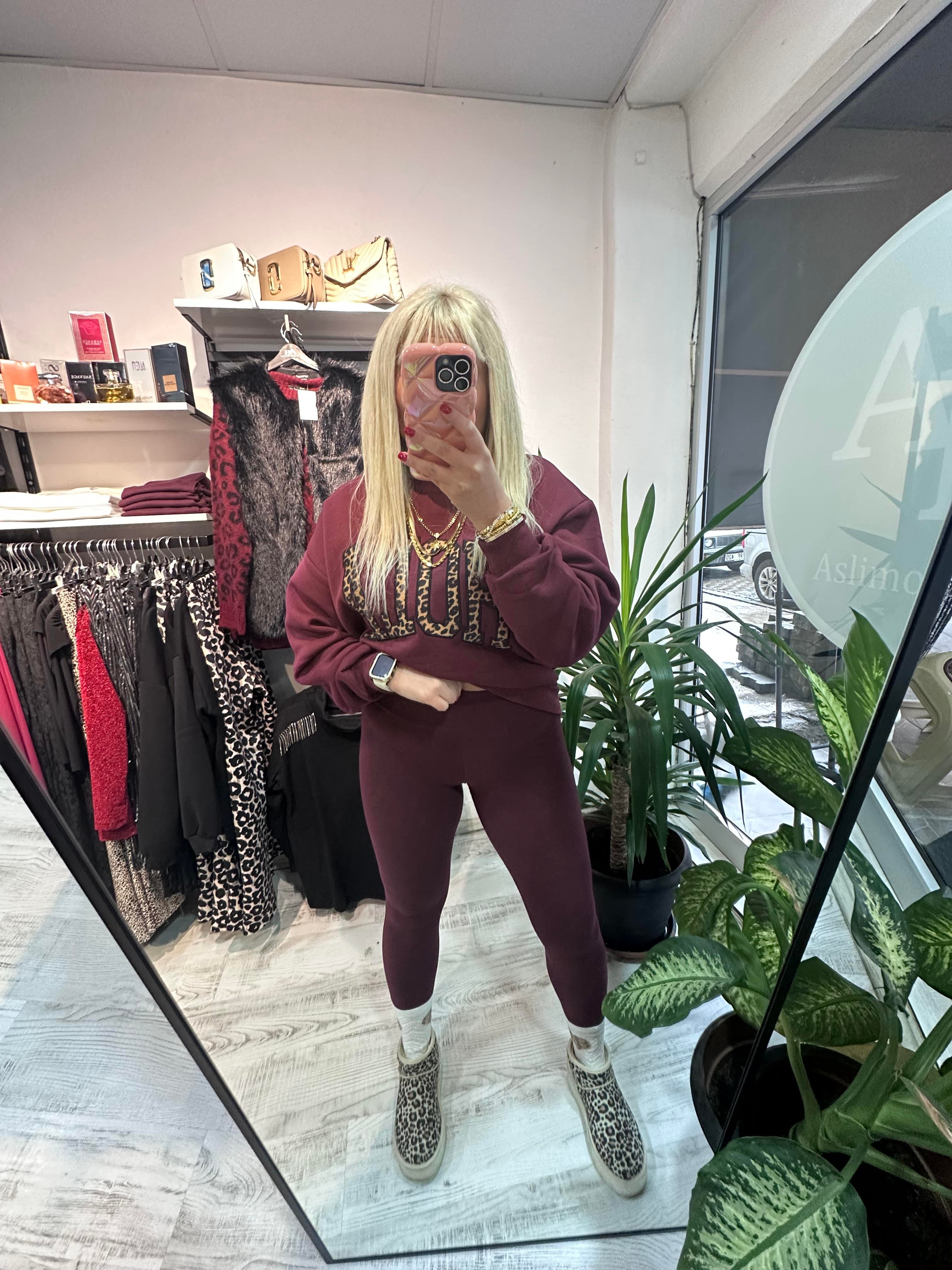 Bordo Oysho Yumoş Tayt