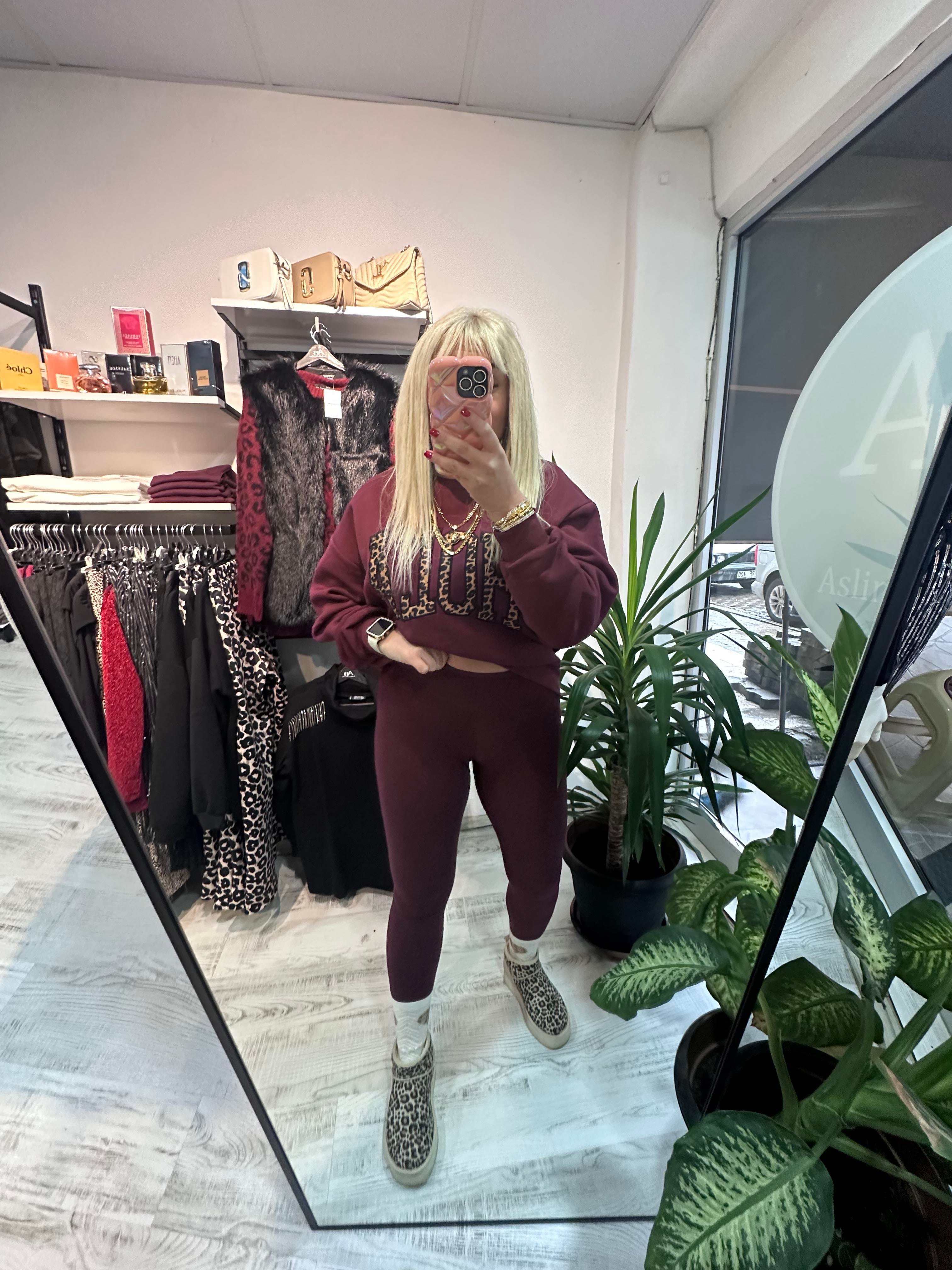 Bordo Oysho Yumoş Tayt