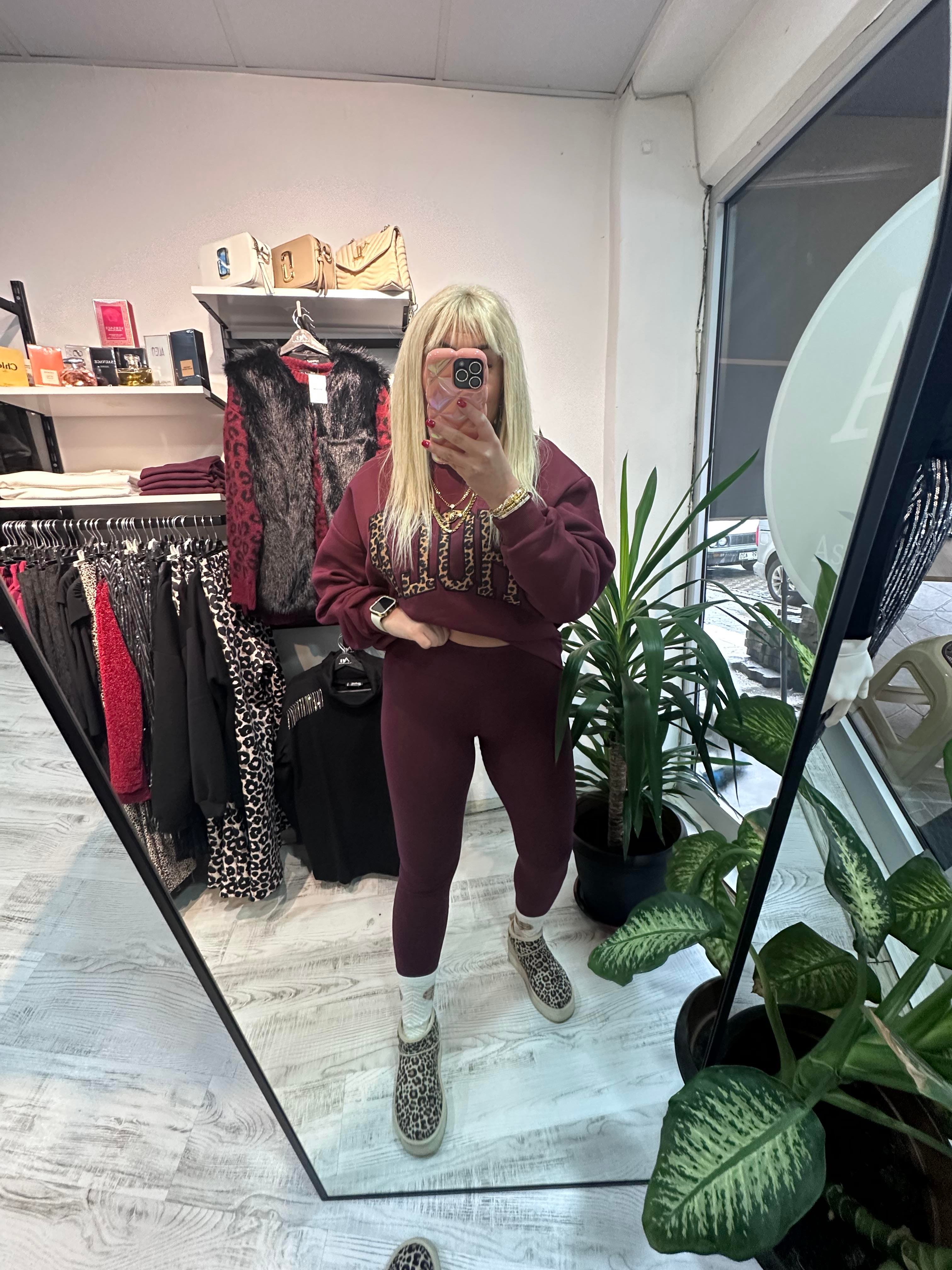 Bordo Oysho Yumoş Tayt