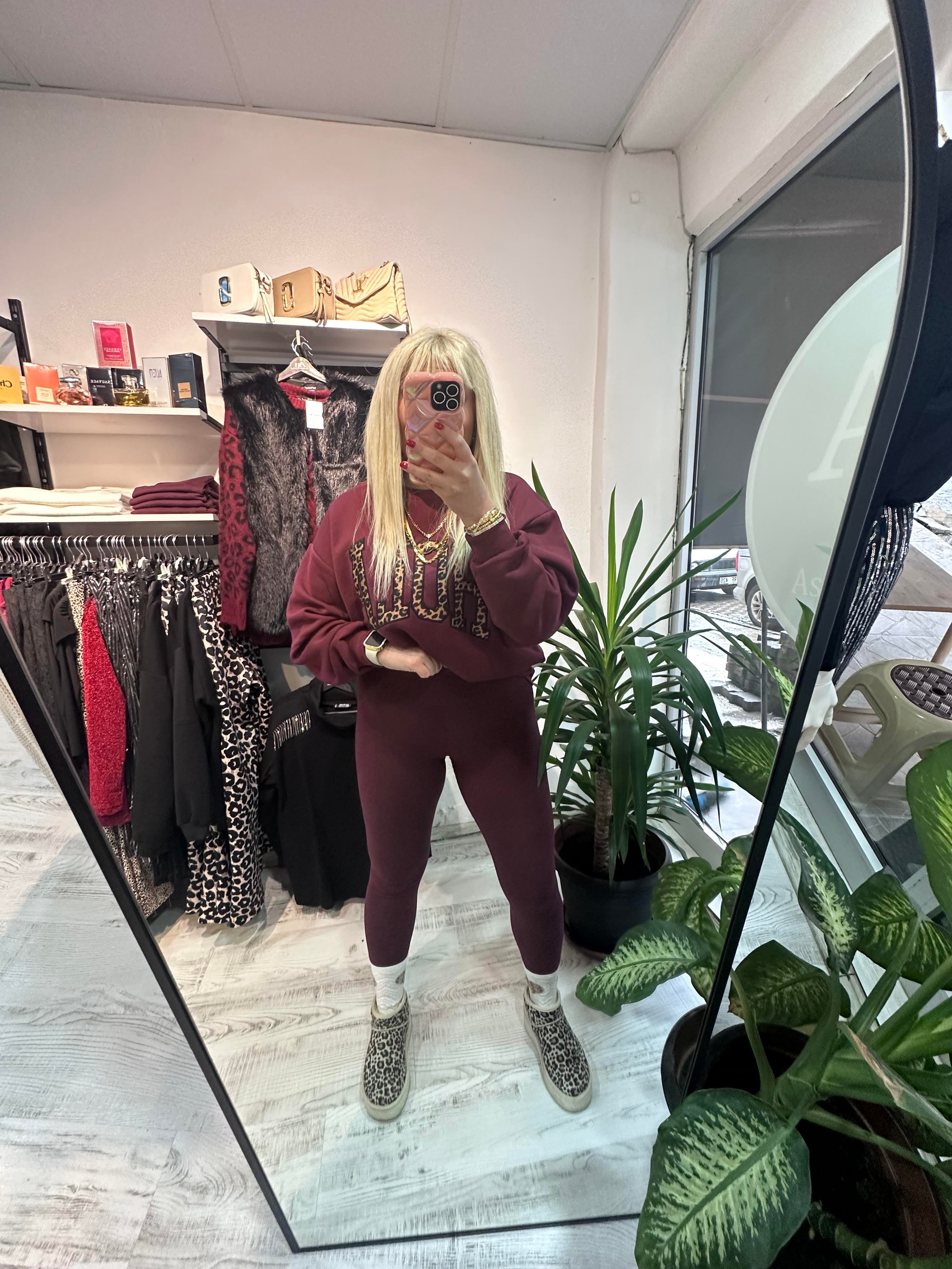 Bordo Oysho Yumoş Tayt