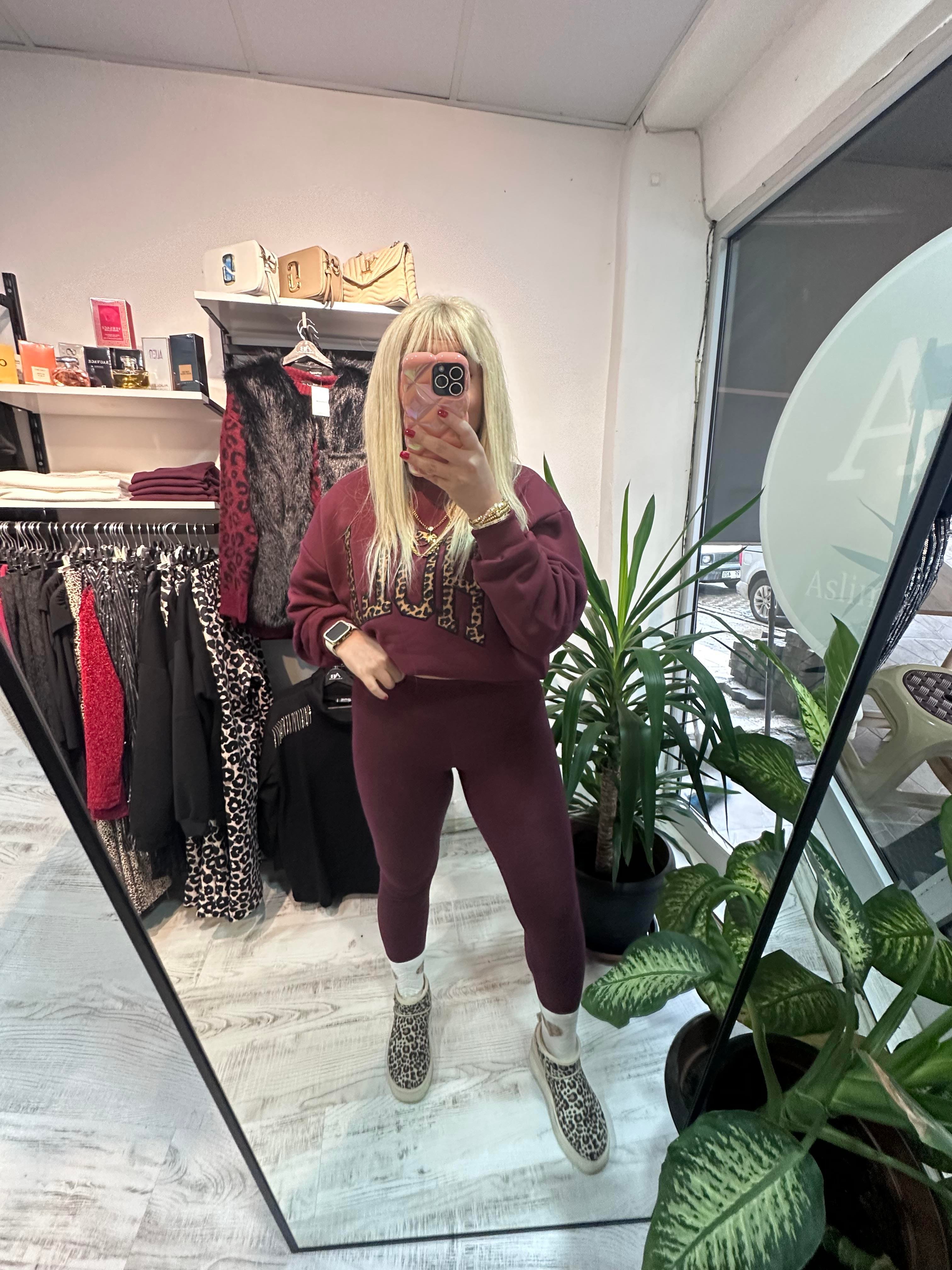 Bordo Oysho Yumoş Tayt