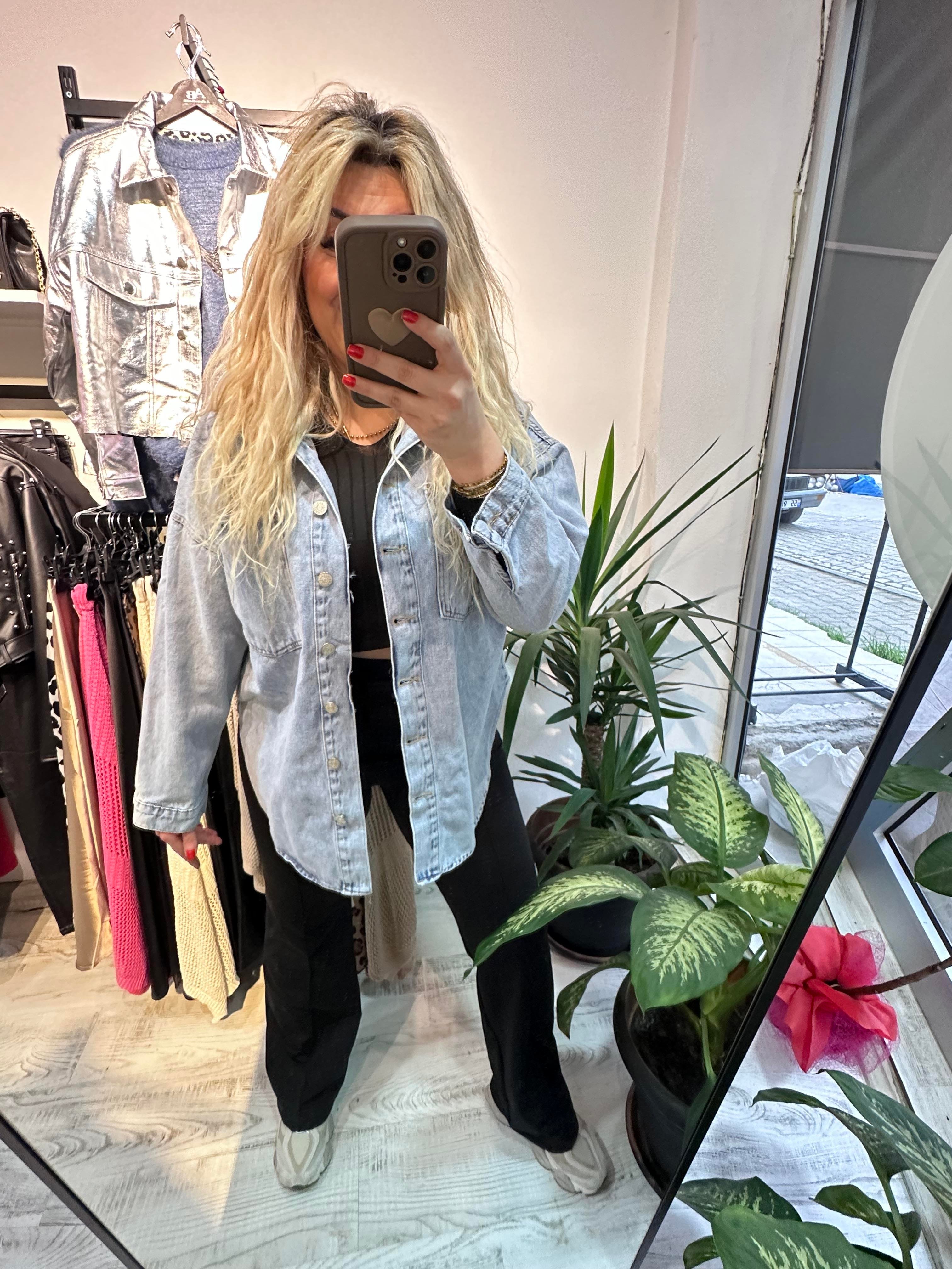 Çift Cep Kot Gömlek Ceket