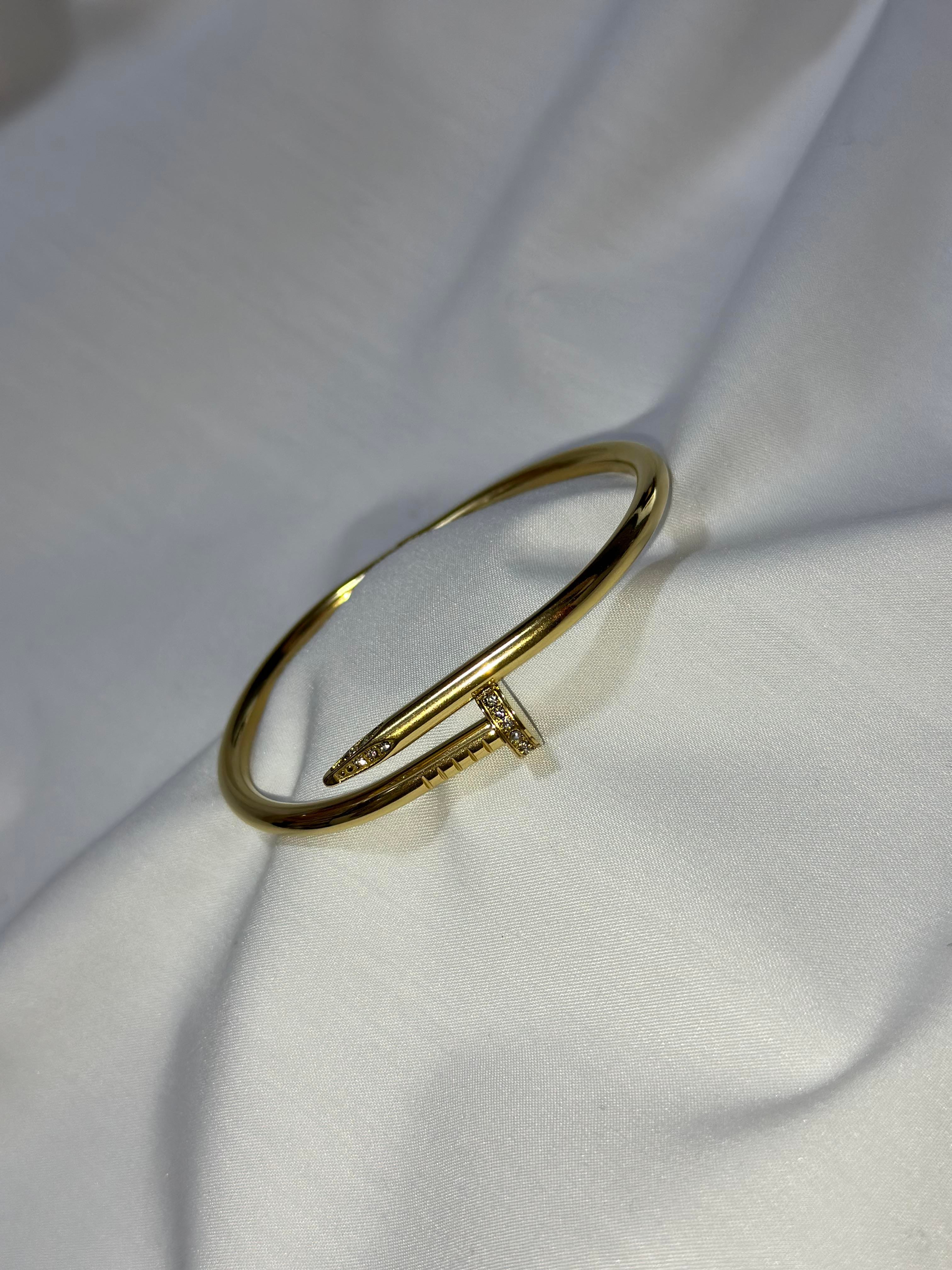 Çivi Model Gold Çelik Bileklik