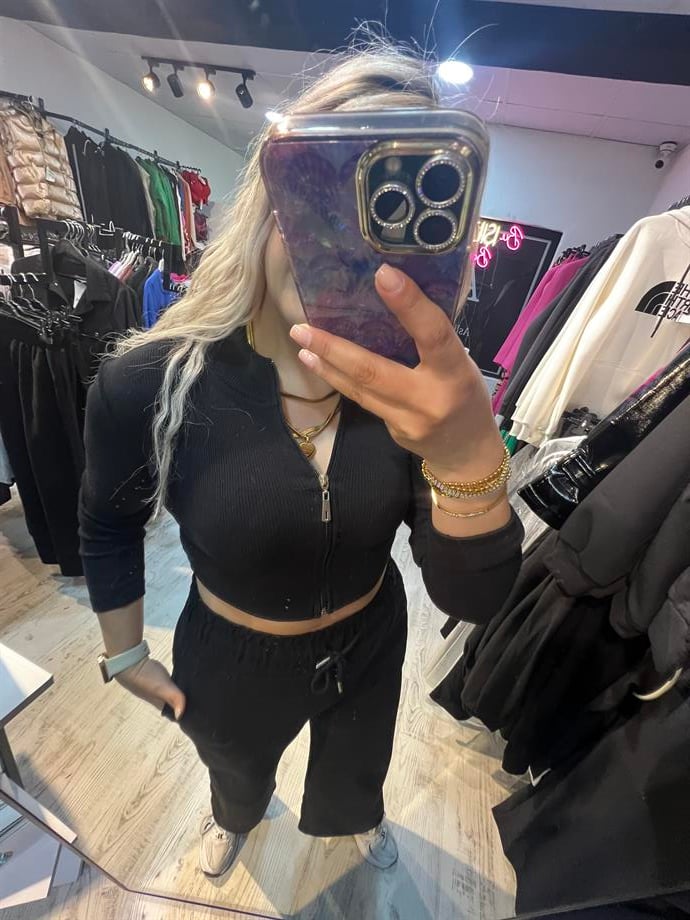 Fermuarlı Crop Bluz