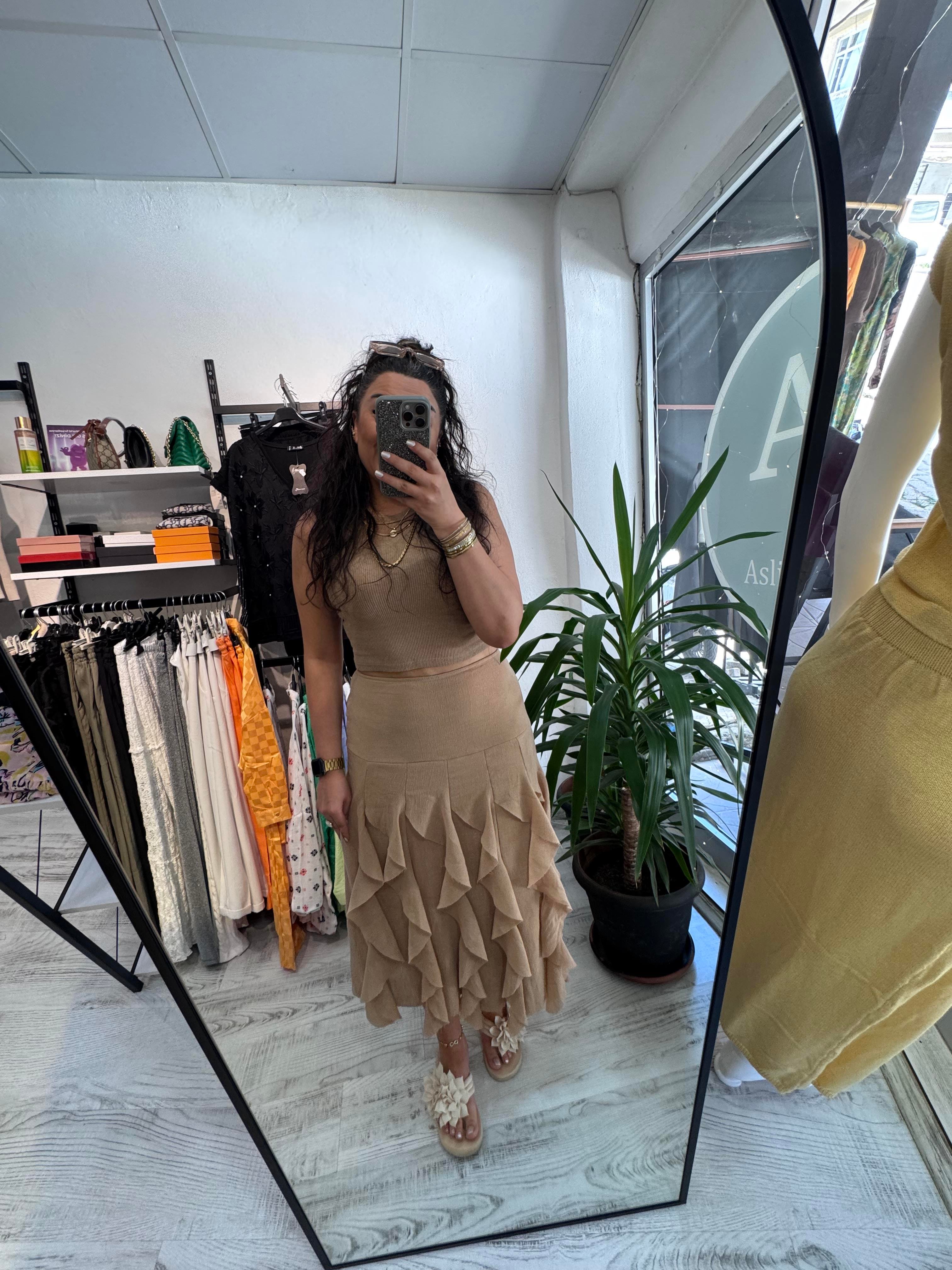 Fırfırlı Beli Lastikli Etek