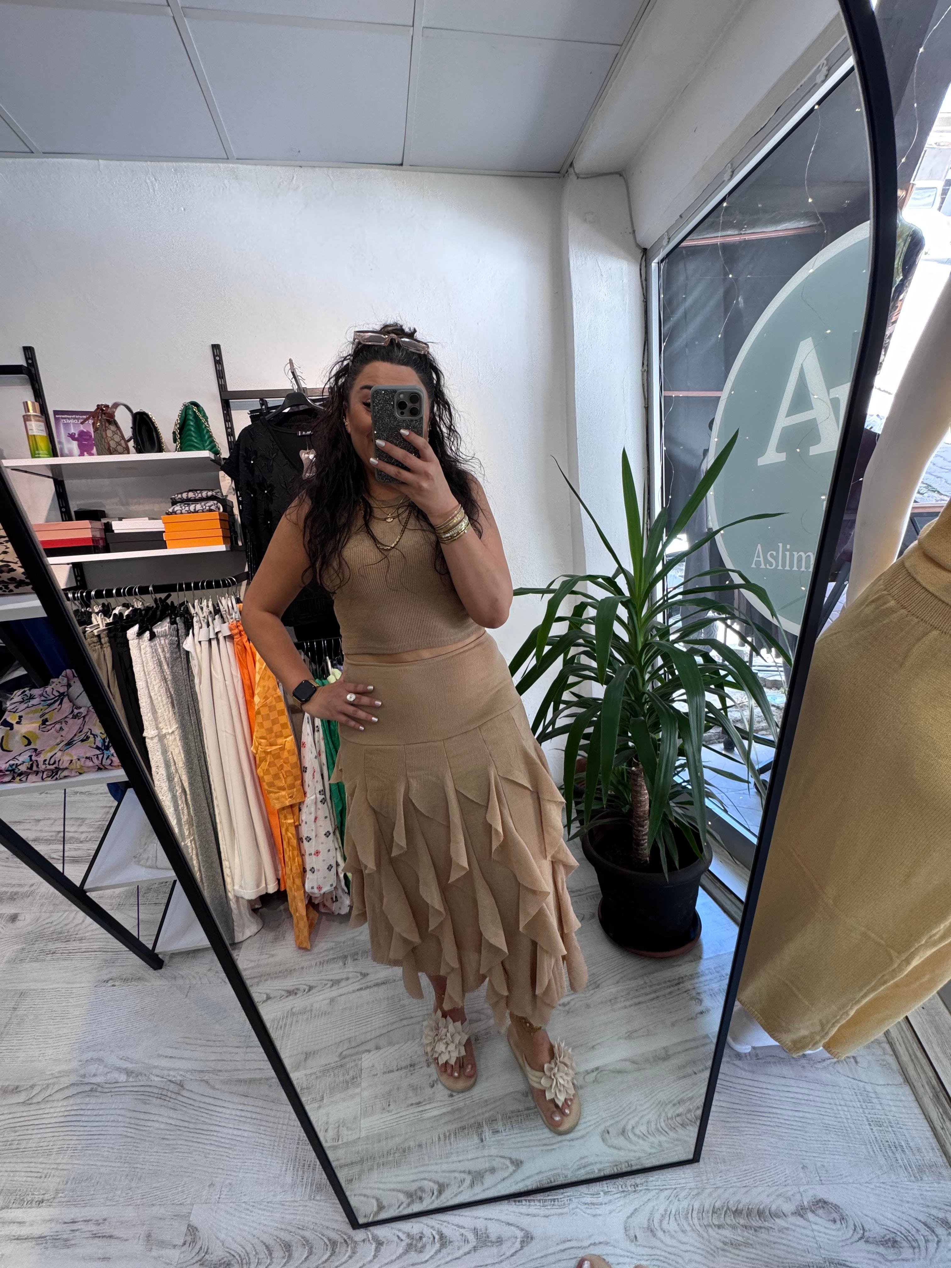 Fırfırlı Beli Lastikli Etek