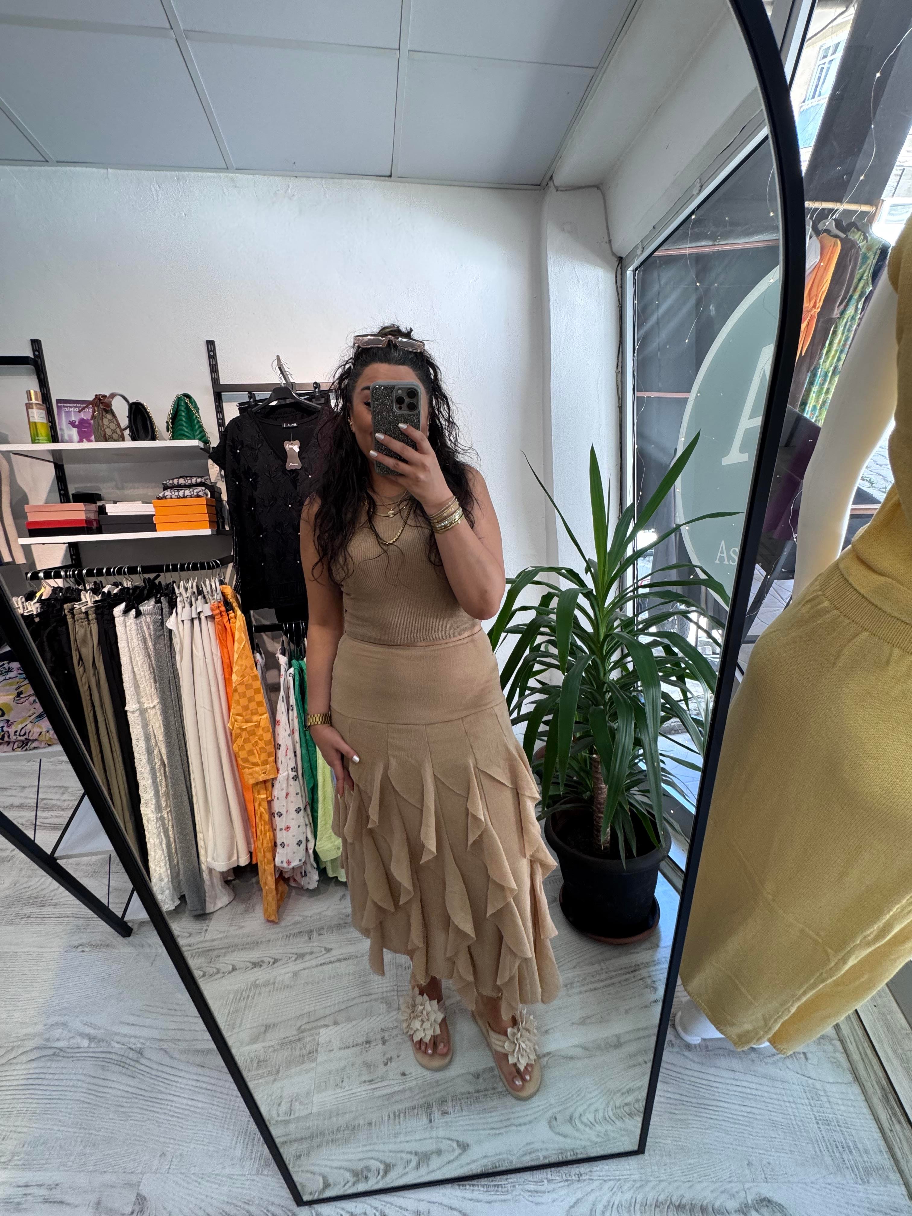 Fırfırlı Beli Lastikli Etek