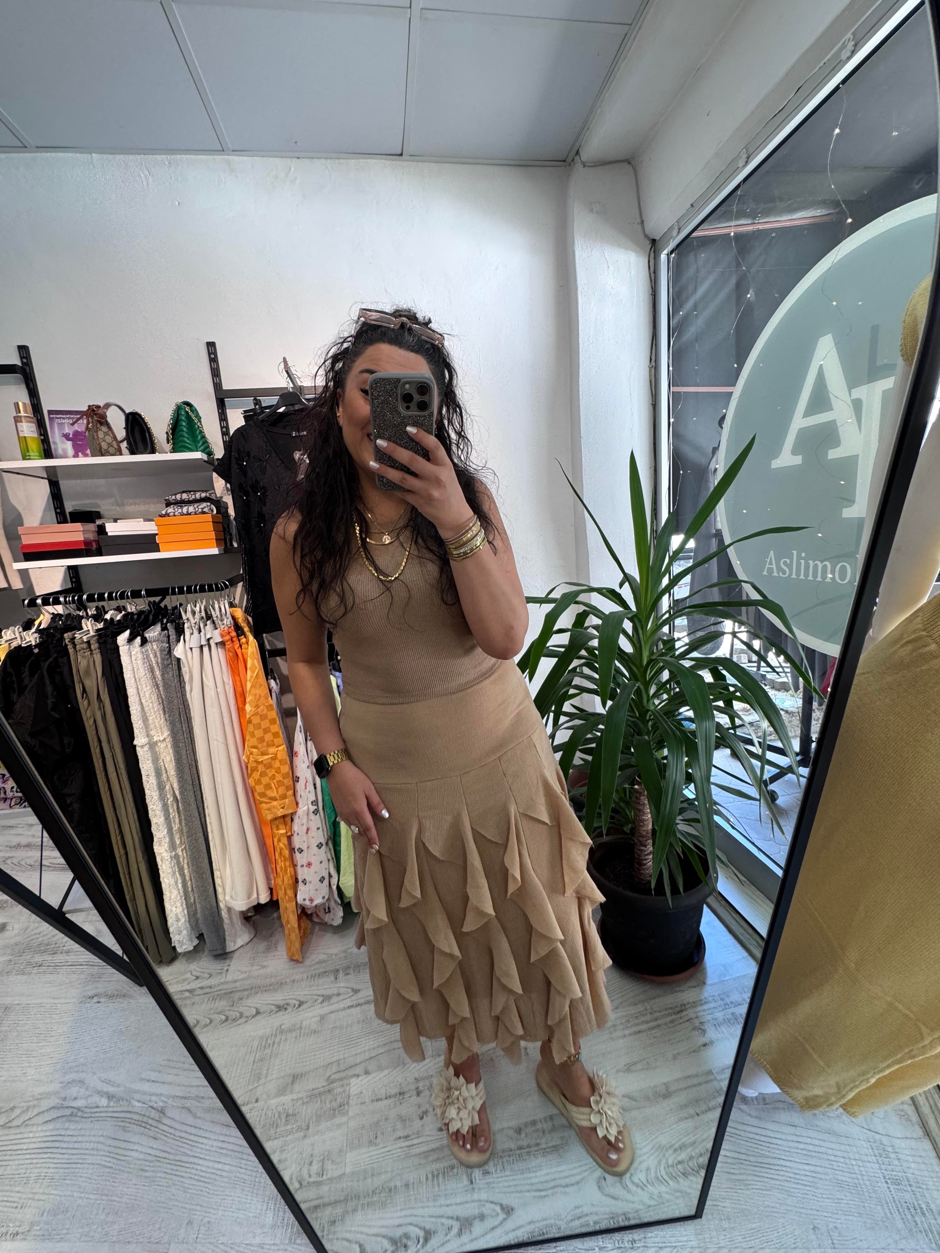 Fırfırlı Beli Lastikli Etek