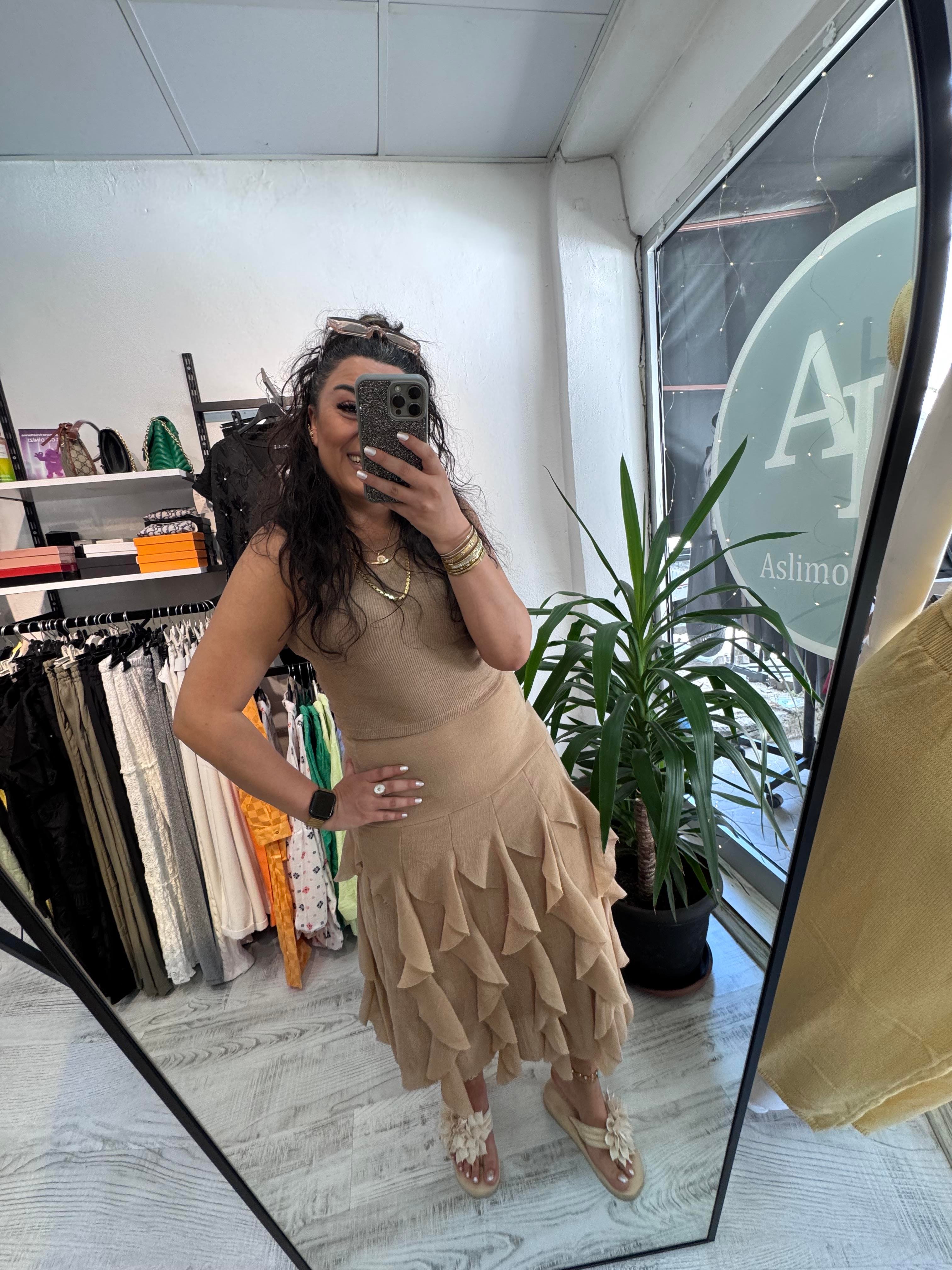 Fırfırlı Beli Lastikli Etek