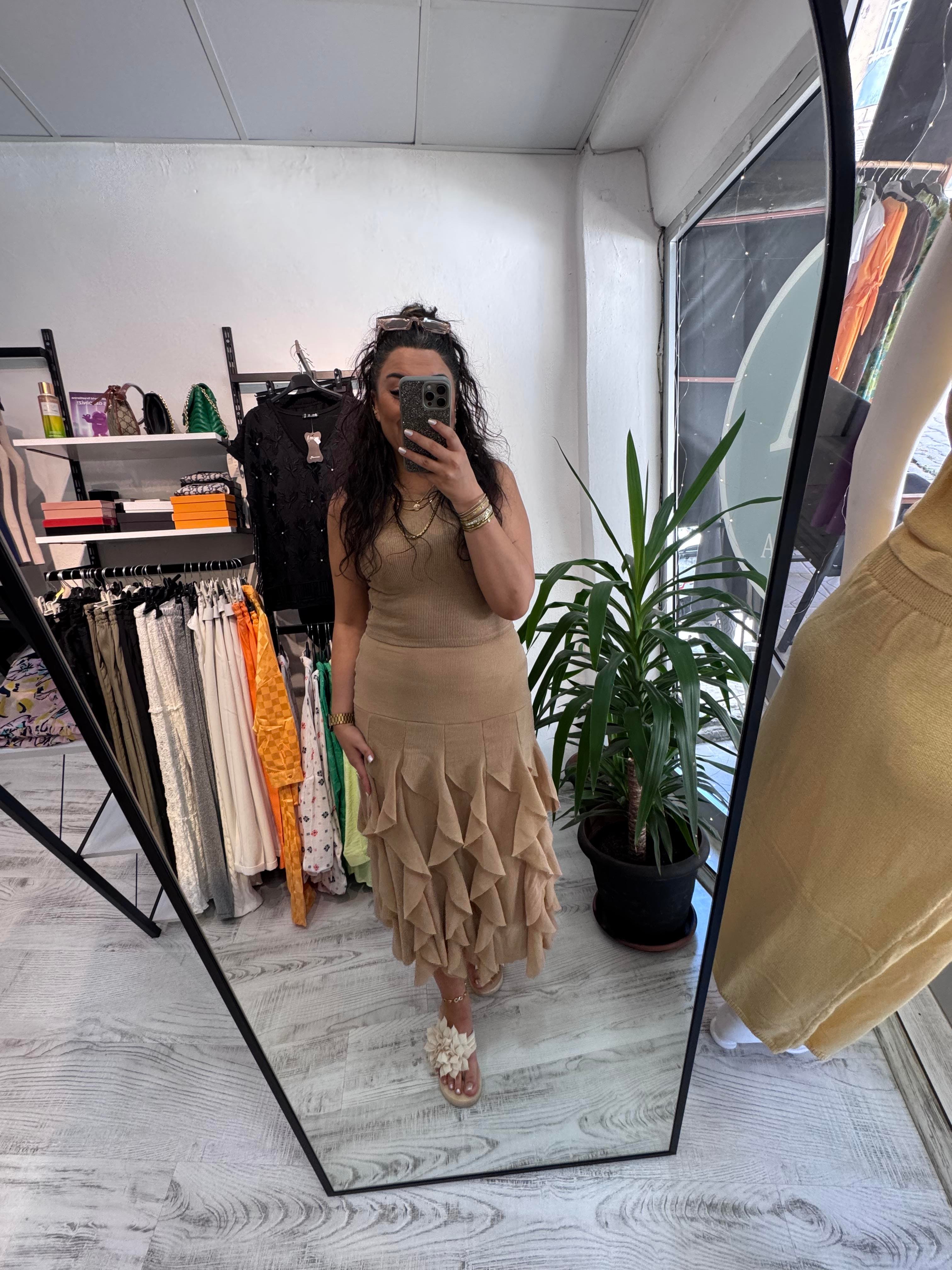 Fırfırlı Beli Lastikli Etek