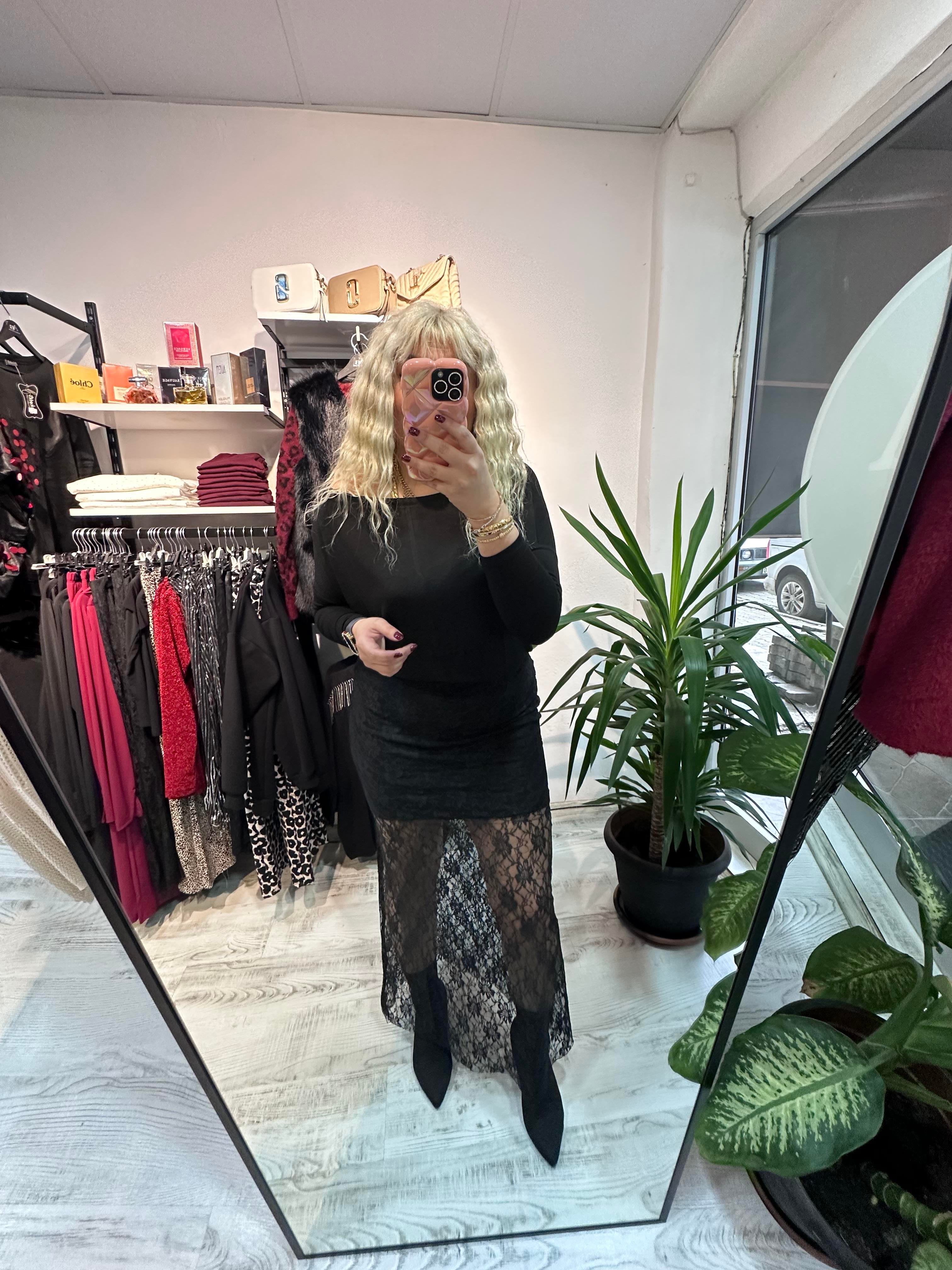 Fistolu Astarlı Maksi Boy Etek