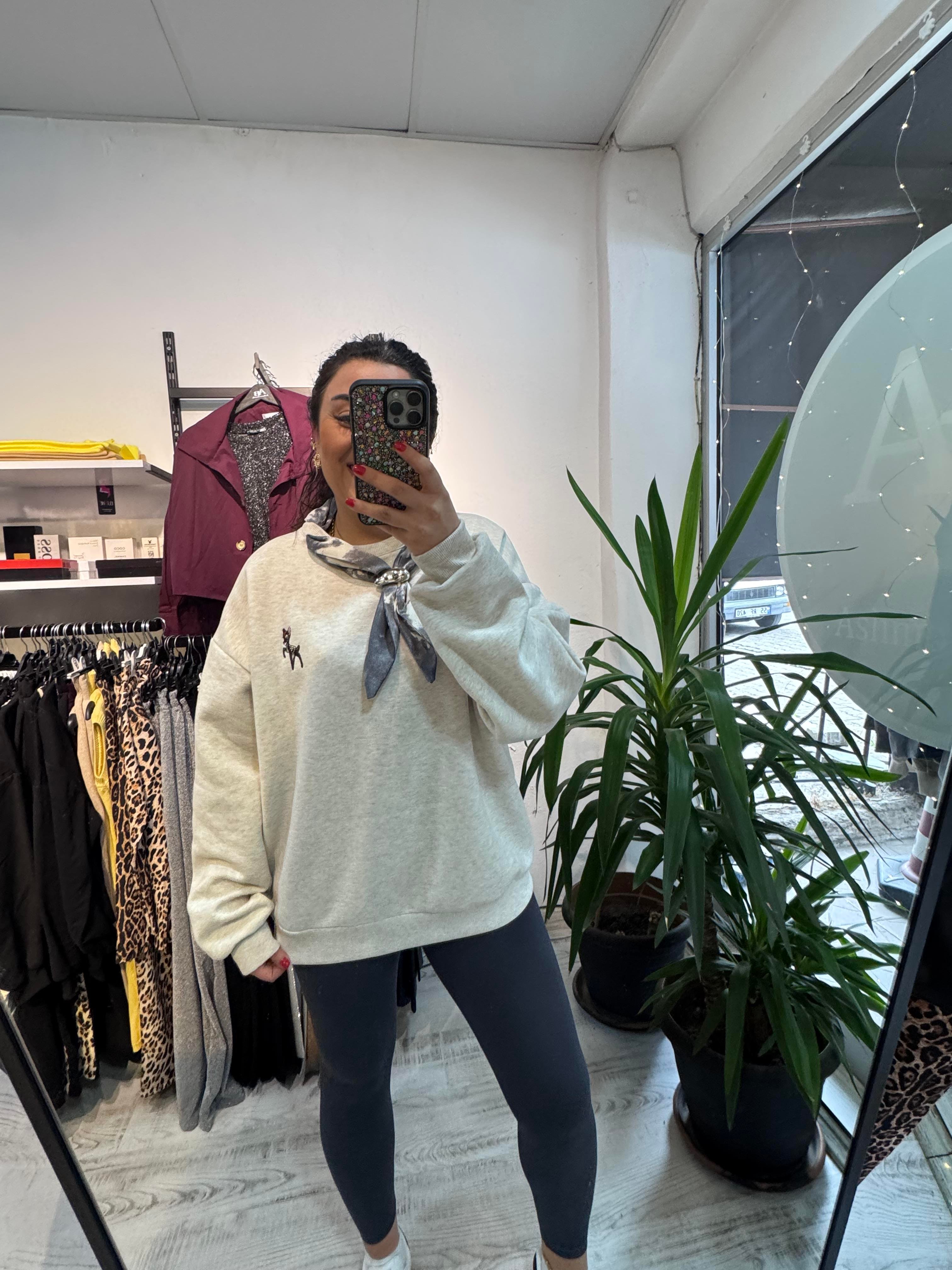 Fular Detaylı Mrk Bej Sweat