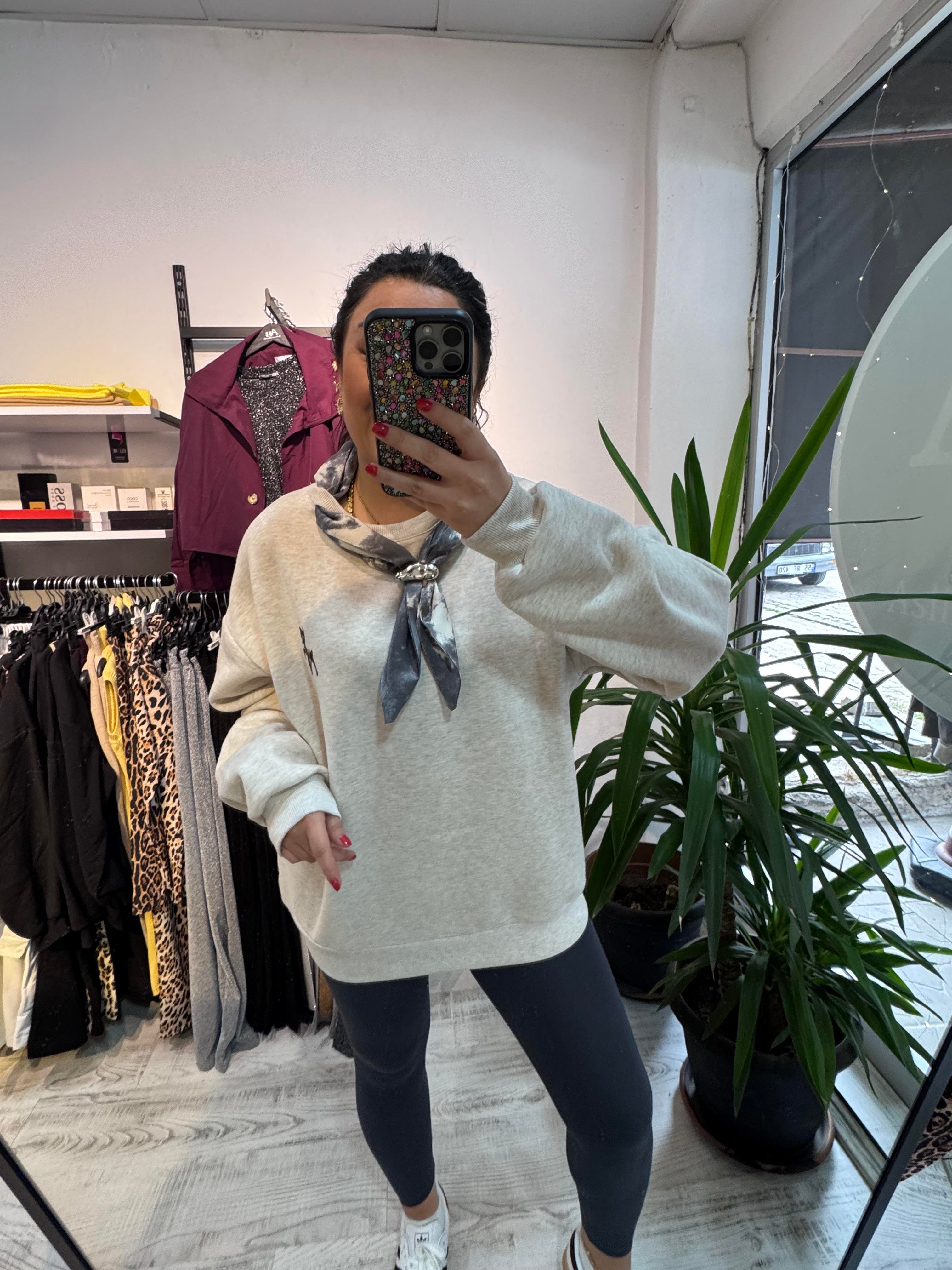 Fular Detaylı Mrk Bej Sweat