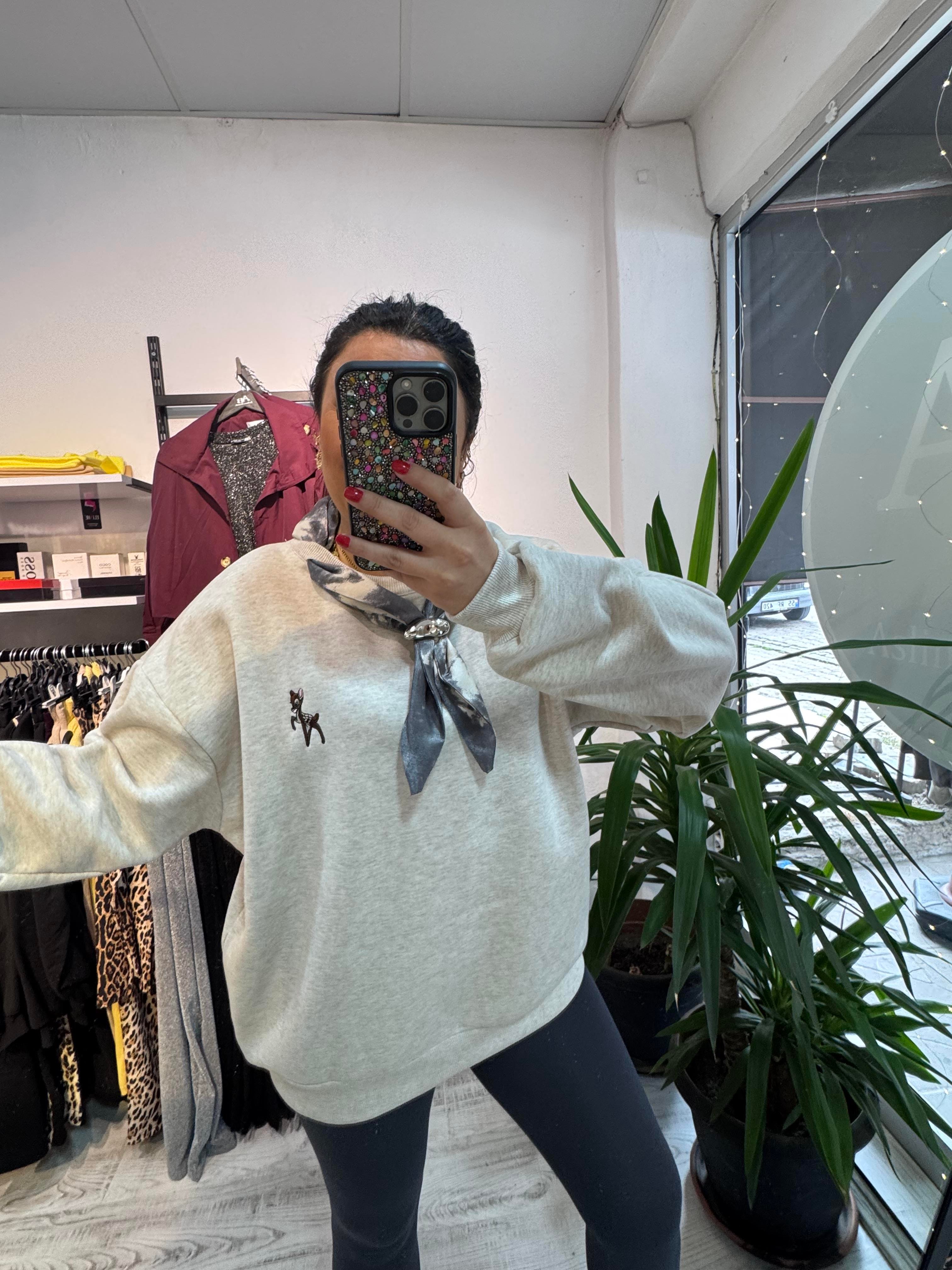 Fular Detaylı Mrk Bej Sweat