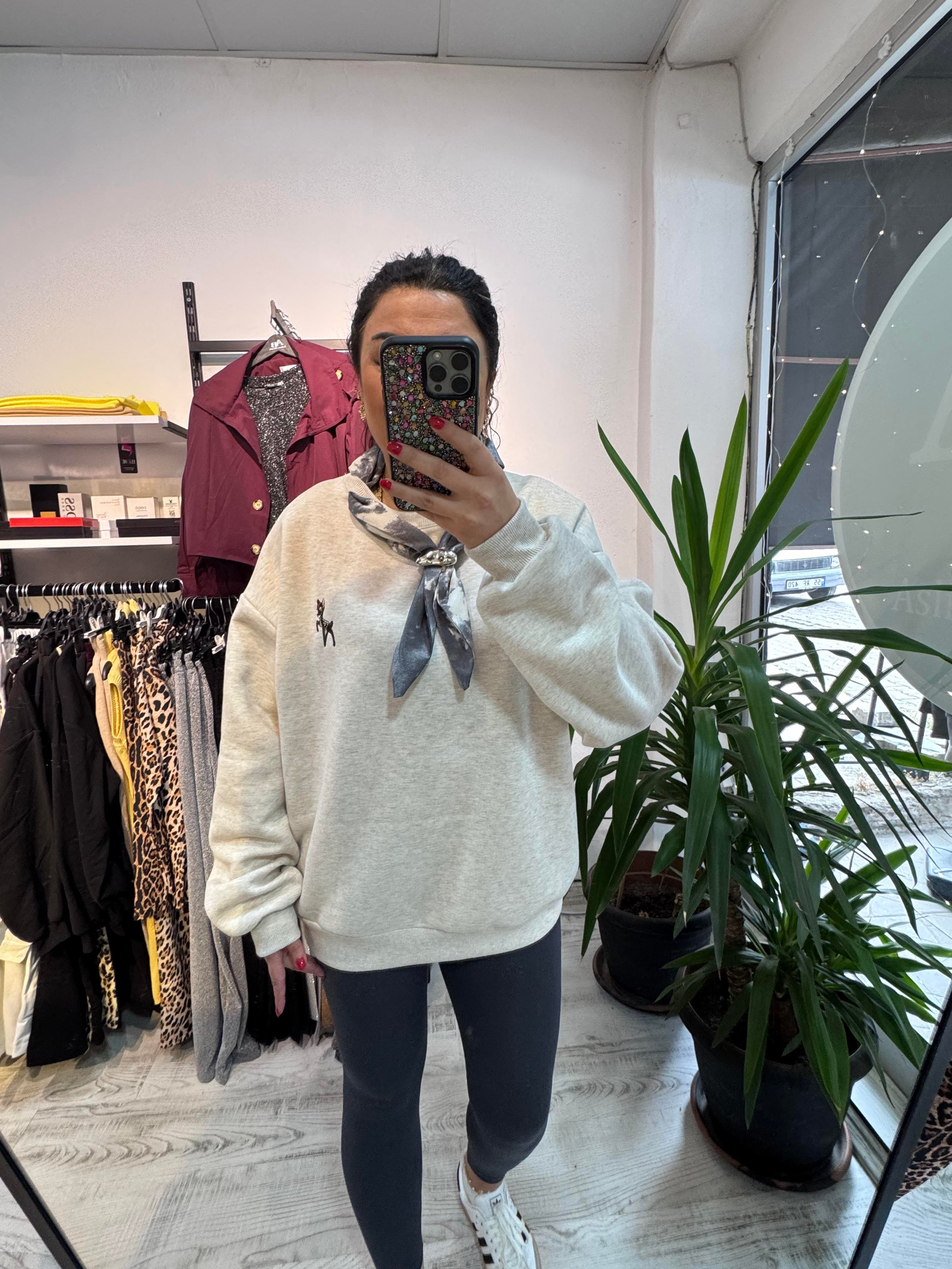 Fular Detaylı Mrk Bej Sweat