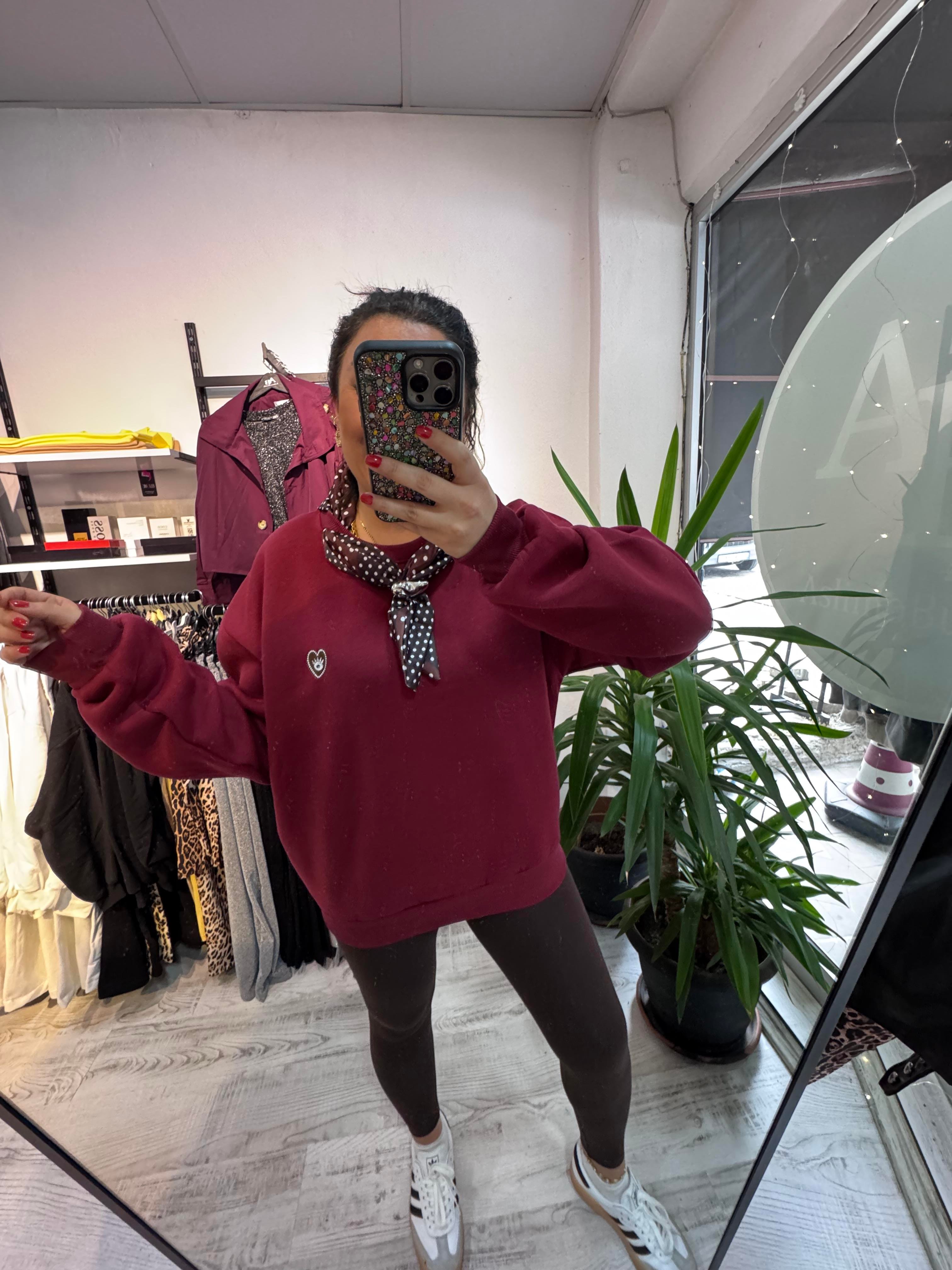 Fular Detaylı Mrk Bordo Sweat
