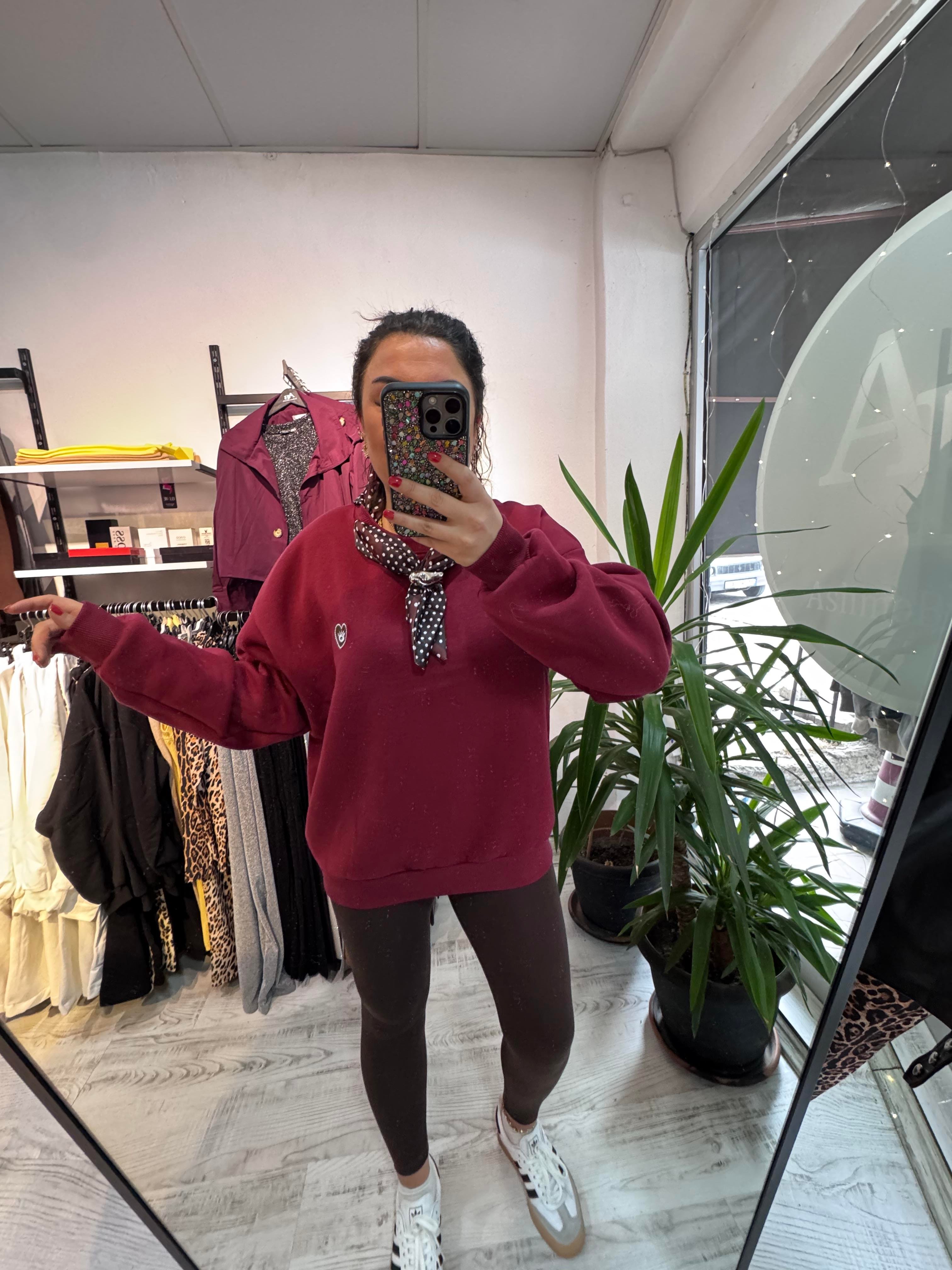 Fular Detaylı Mrk Bordo Sweat