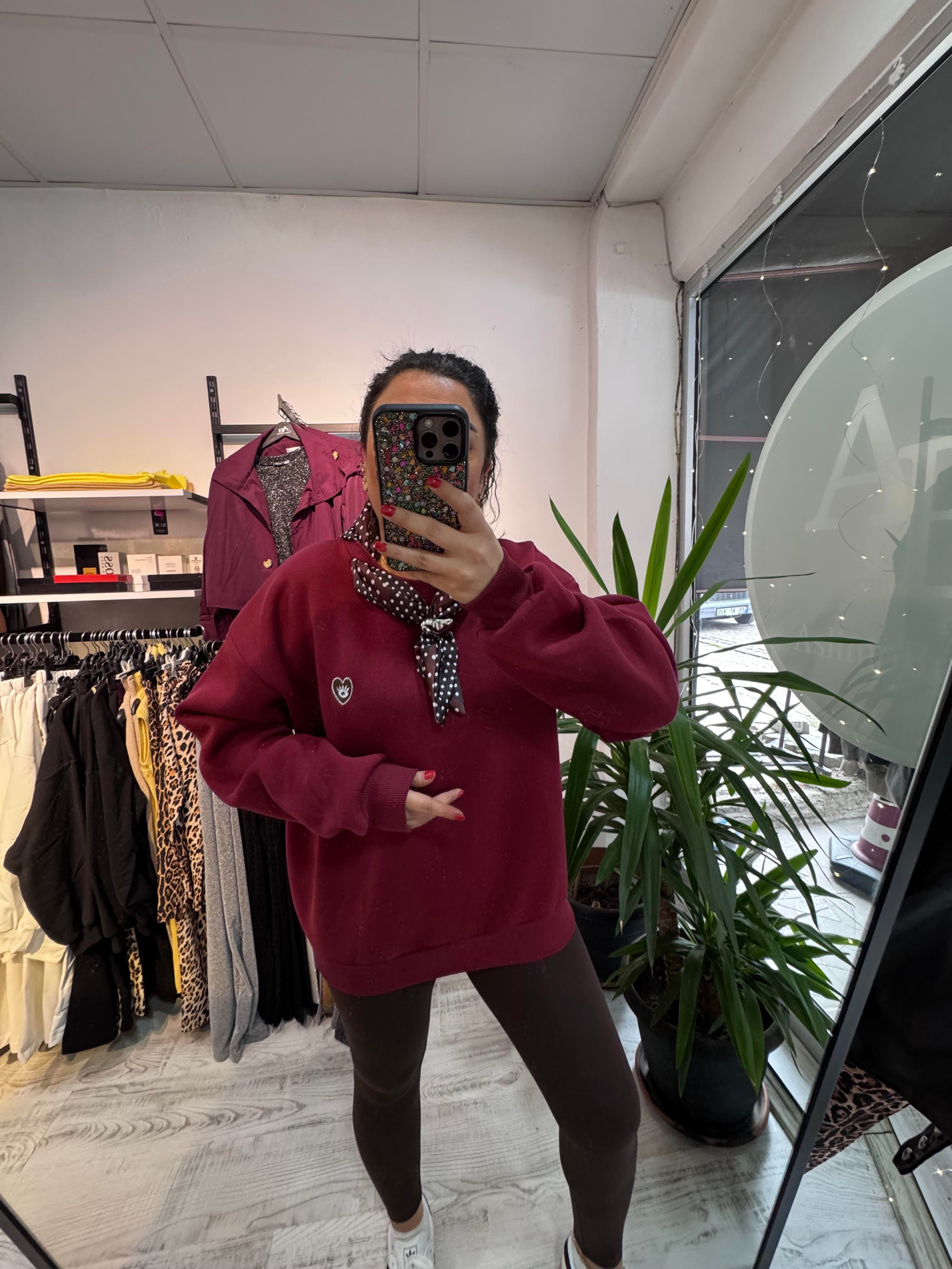 Fular Detaylı Mrk Bordo Sweat