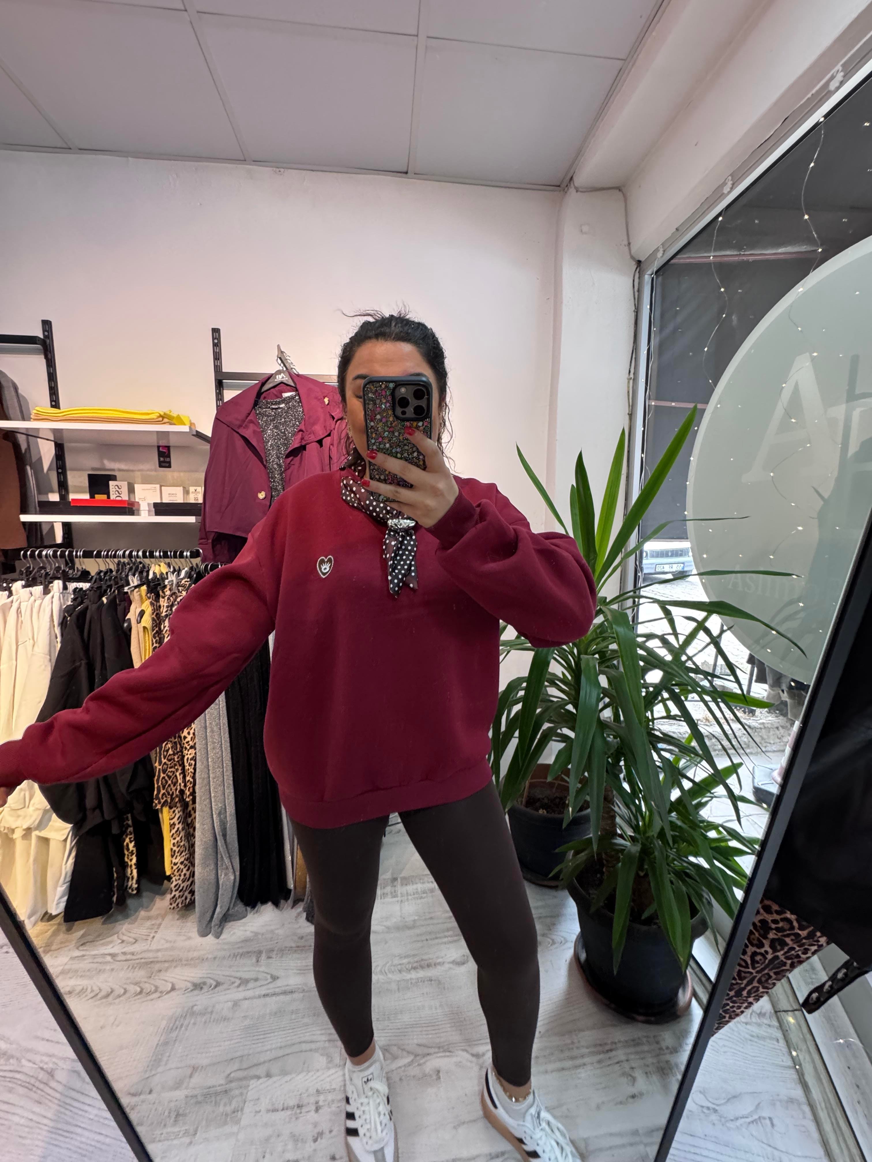 Fular Detaylı Mrk Bordo Sweat