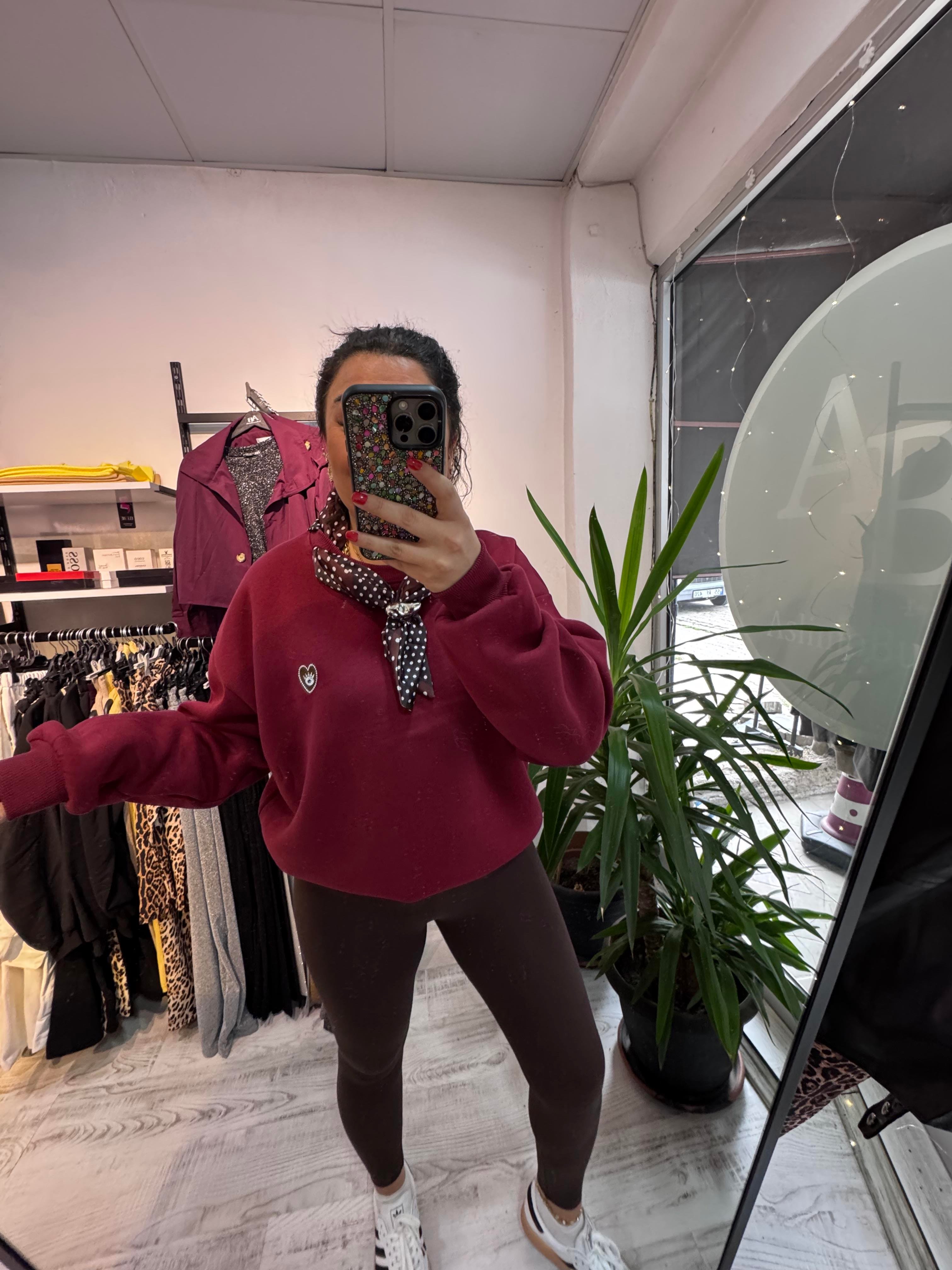 Fular Detaylı Mrk Bordo Sweat