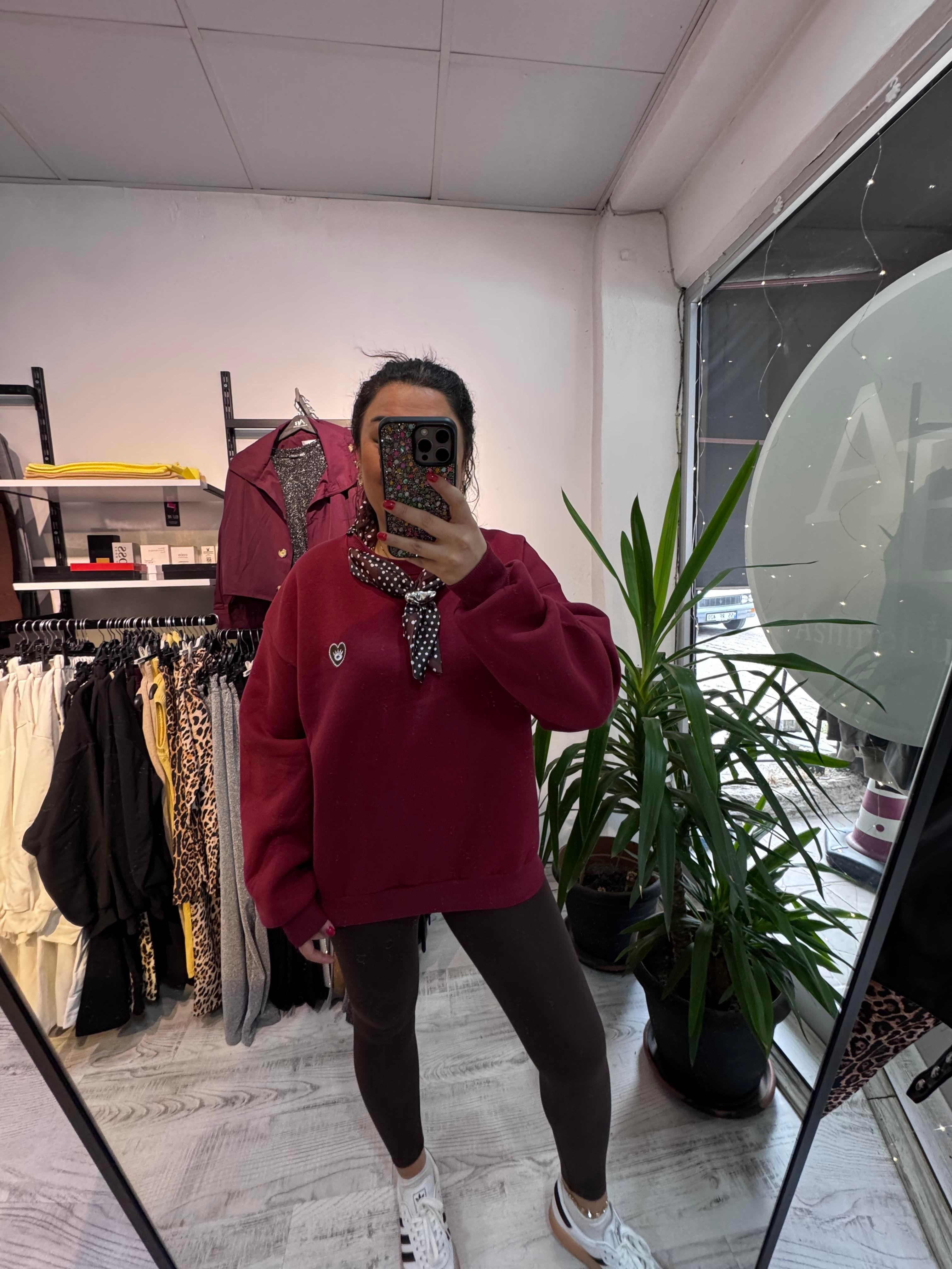 Fular Detaylı Mrk Bordo Sweat