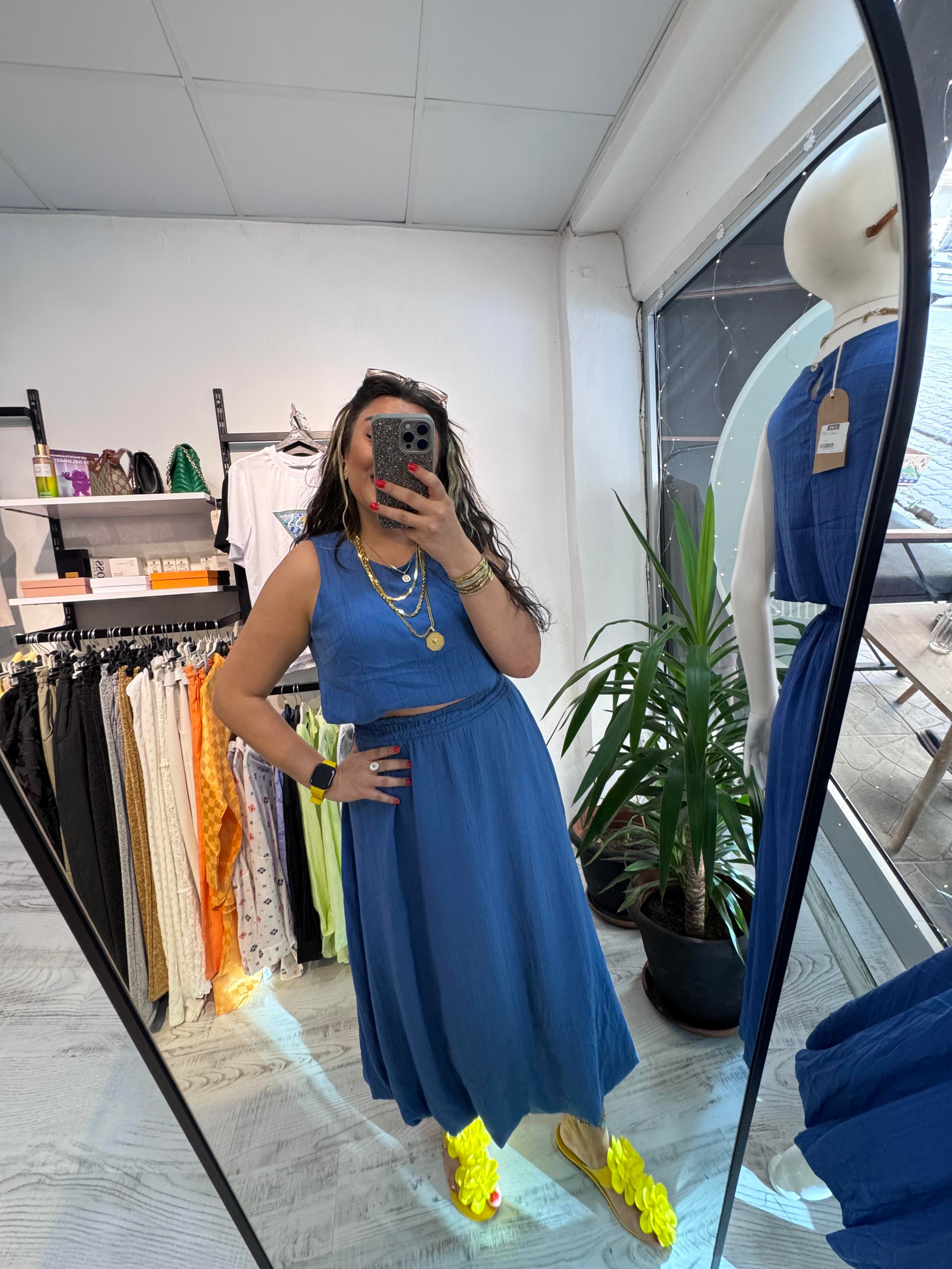 Goffre Kumaş Balon Etekli Takım