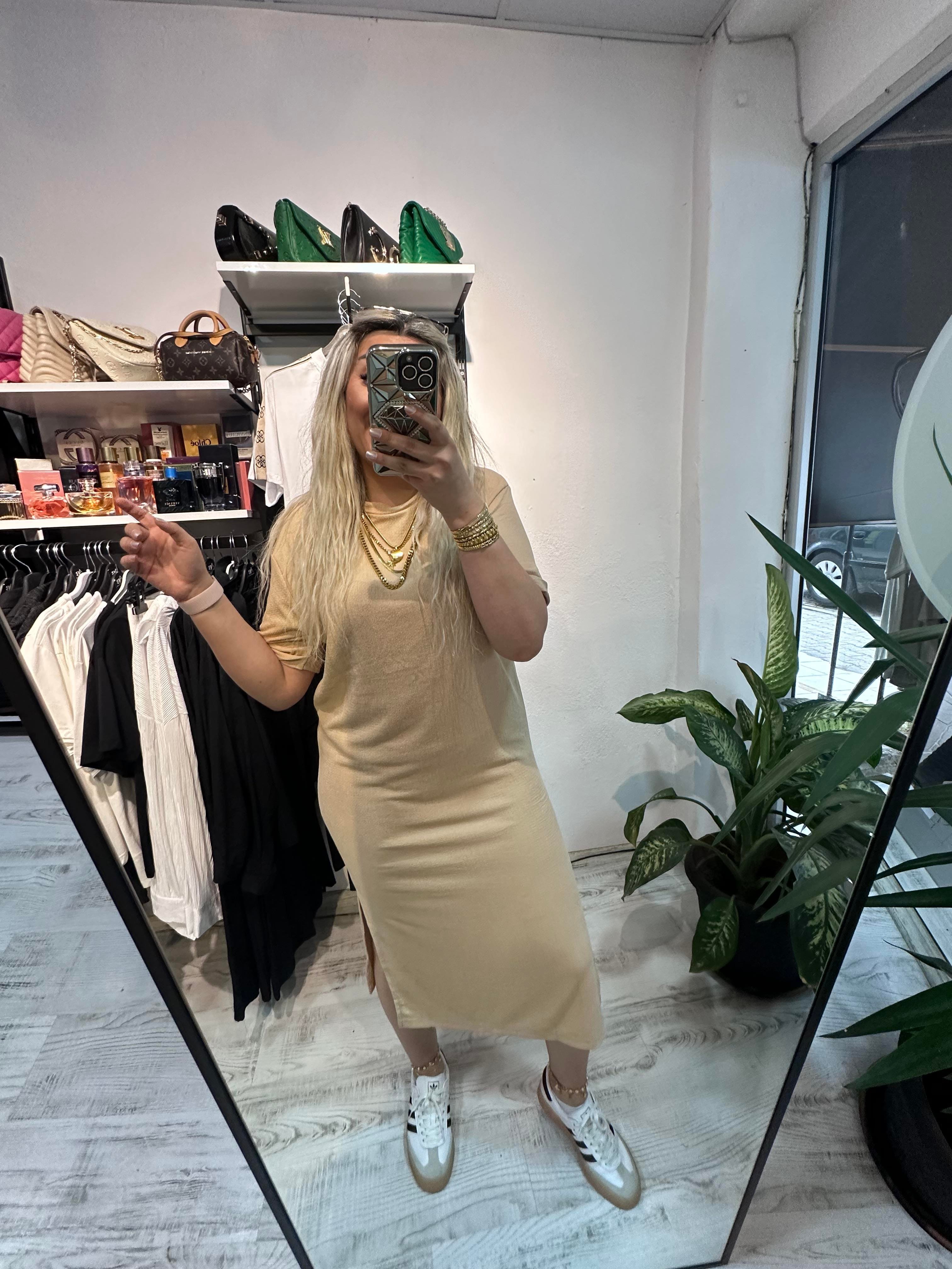 Goffre Kumaş Taş Elbise