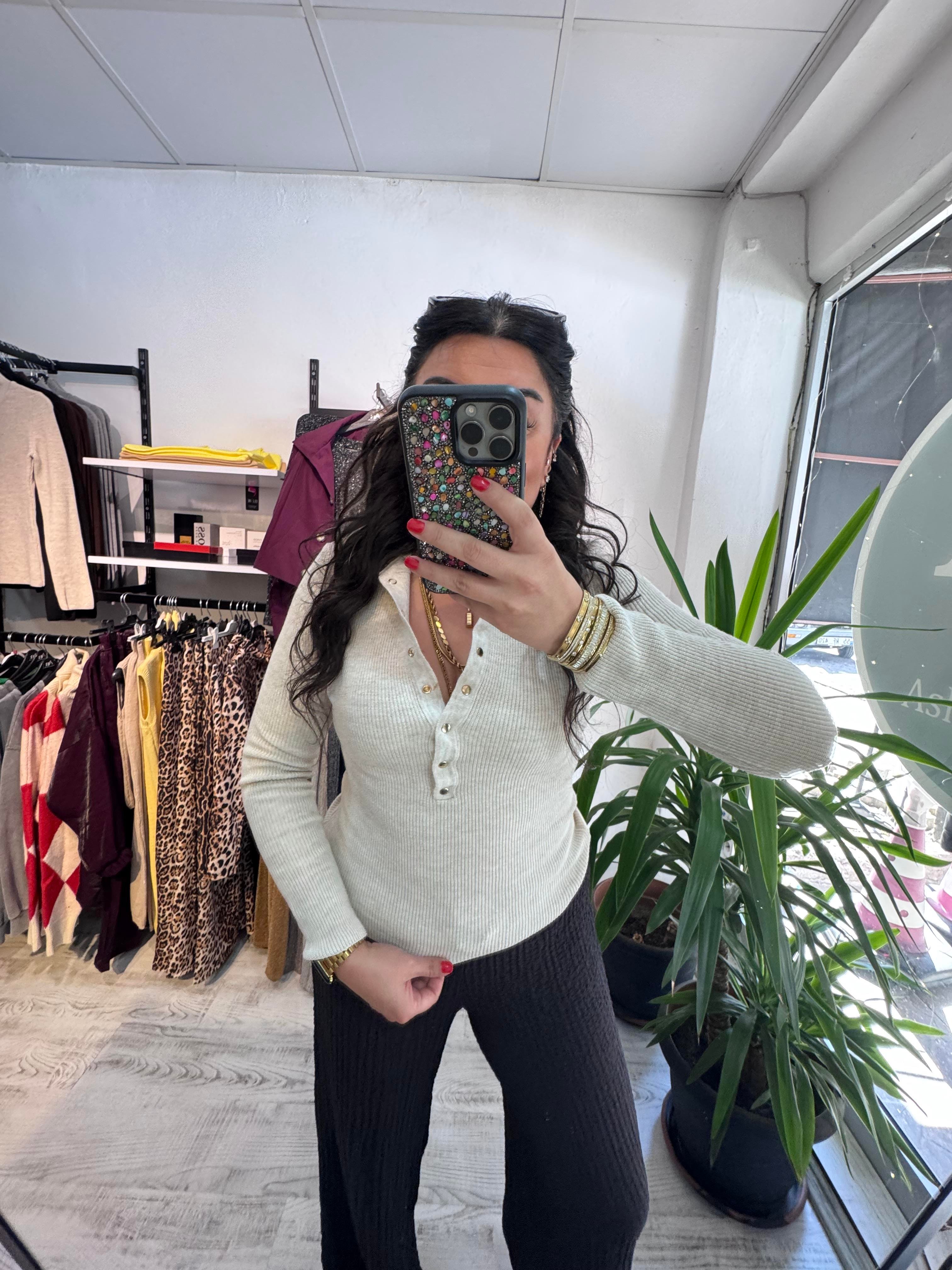 Gold Çıtçıt Detaylı Bej Triko