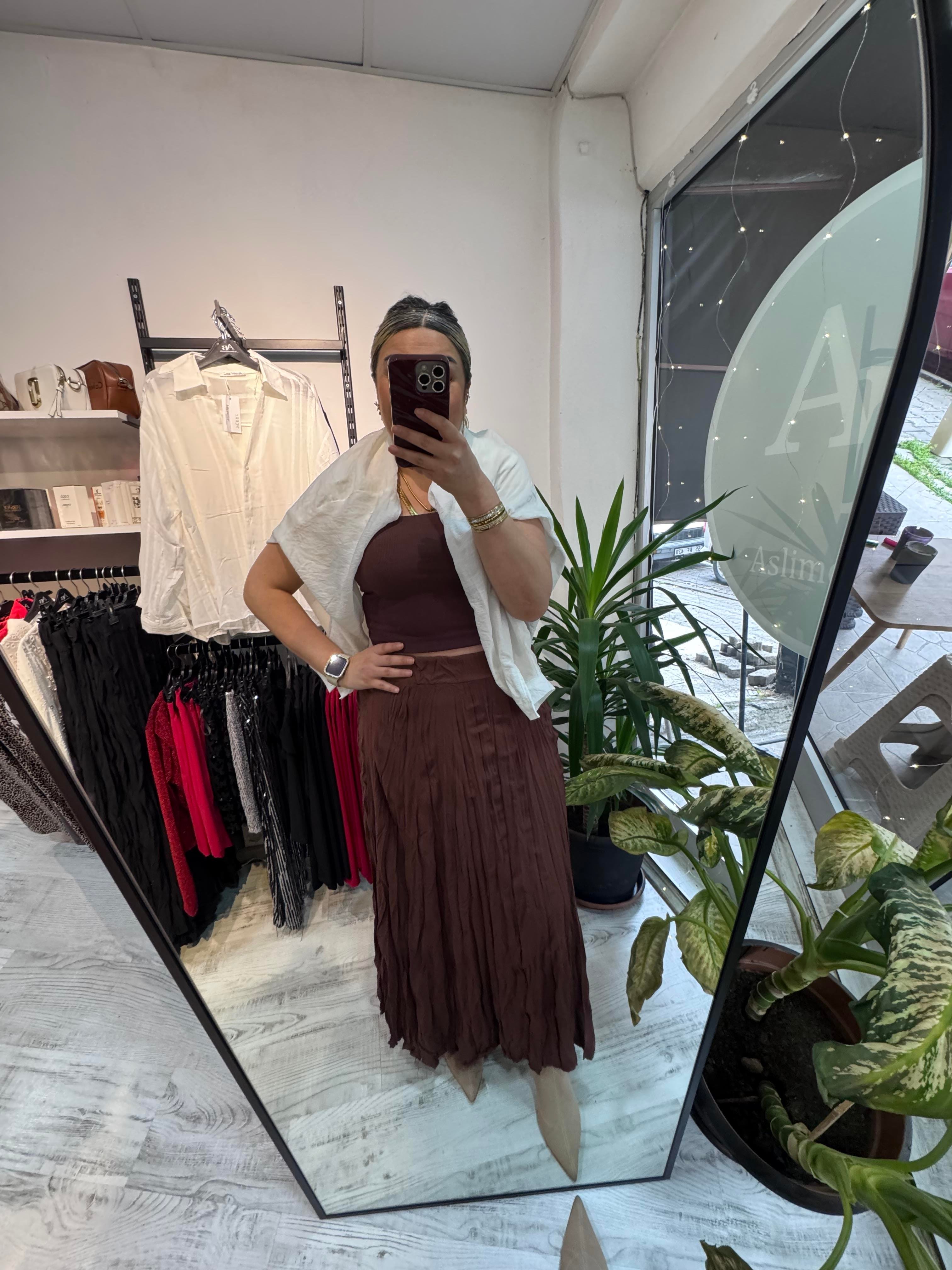 Kahverengi Kraş Etek