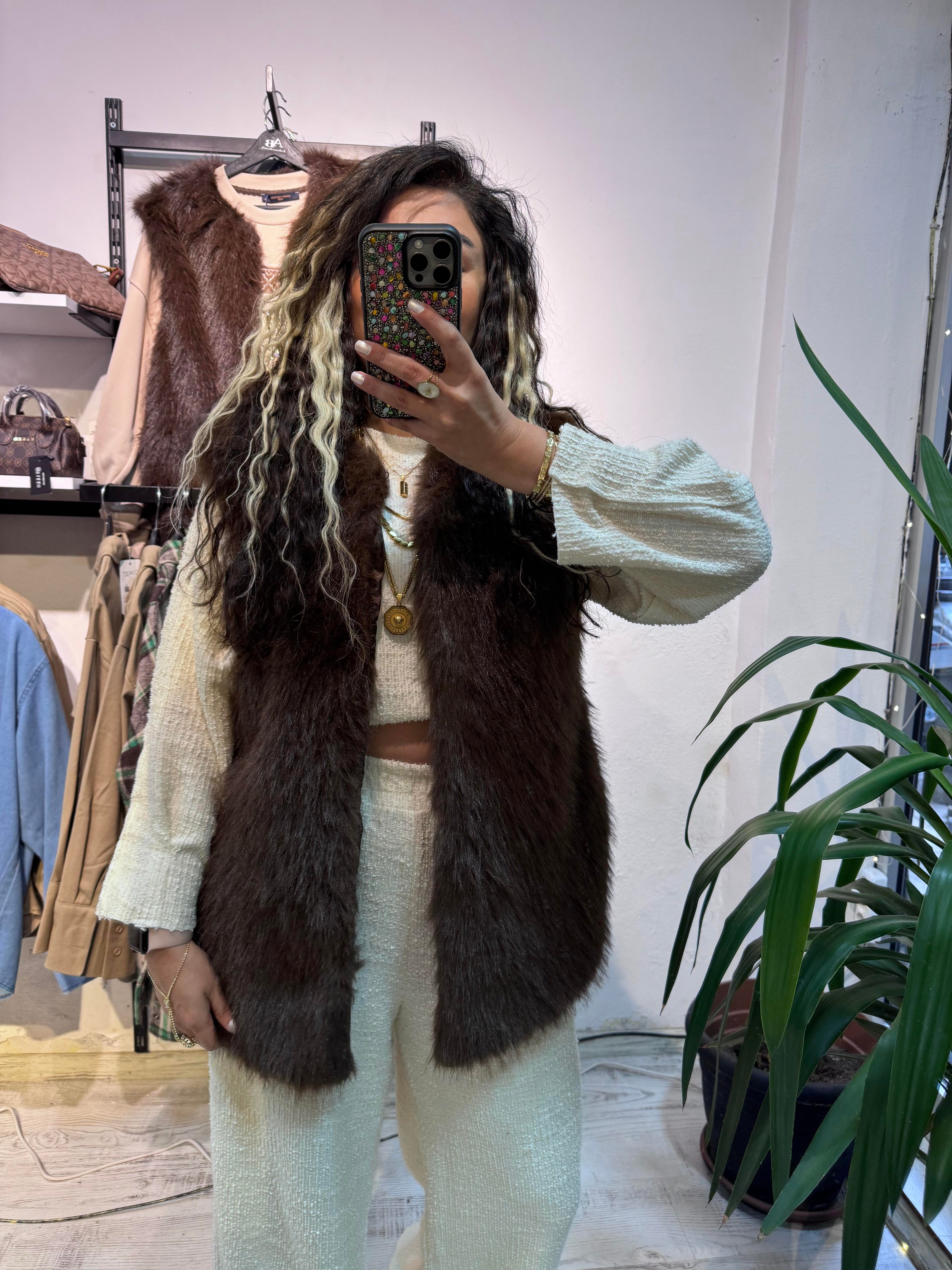 Kahverengi Kürk Yelek