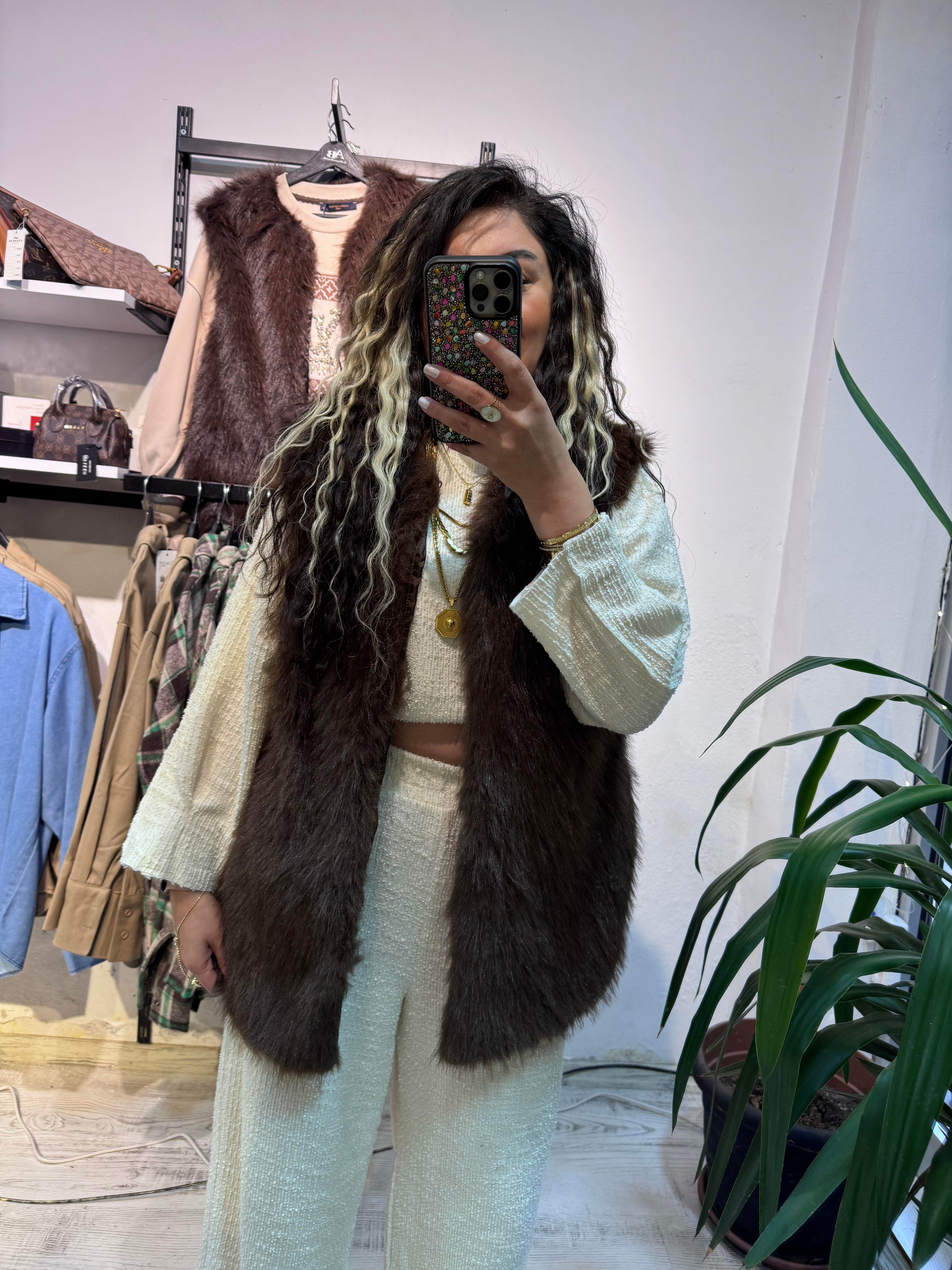 Kahverengi Kürk Yelek