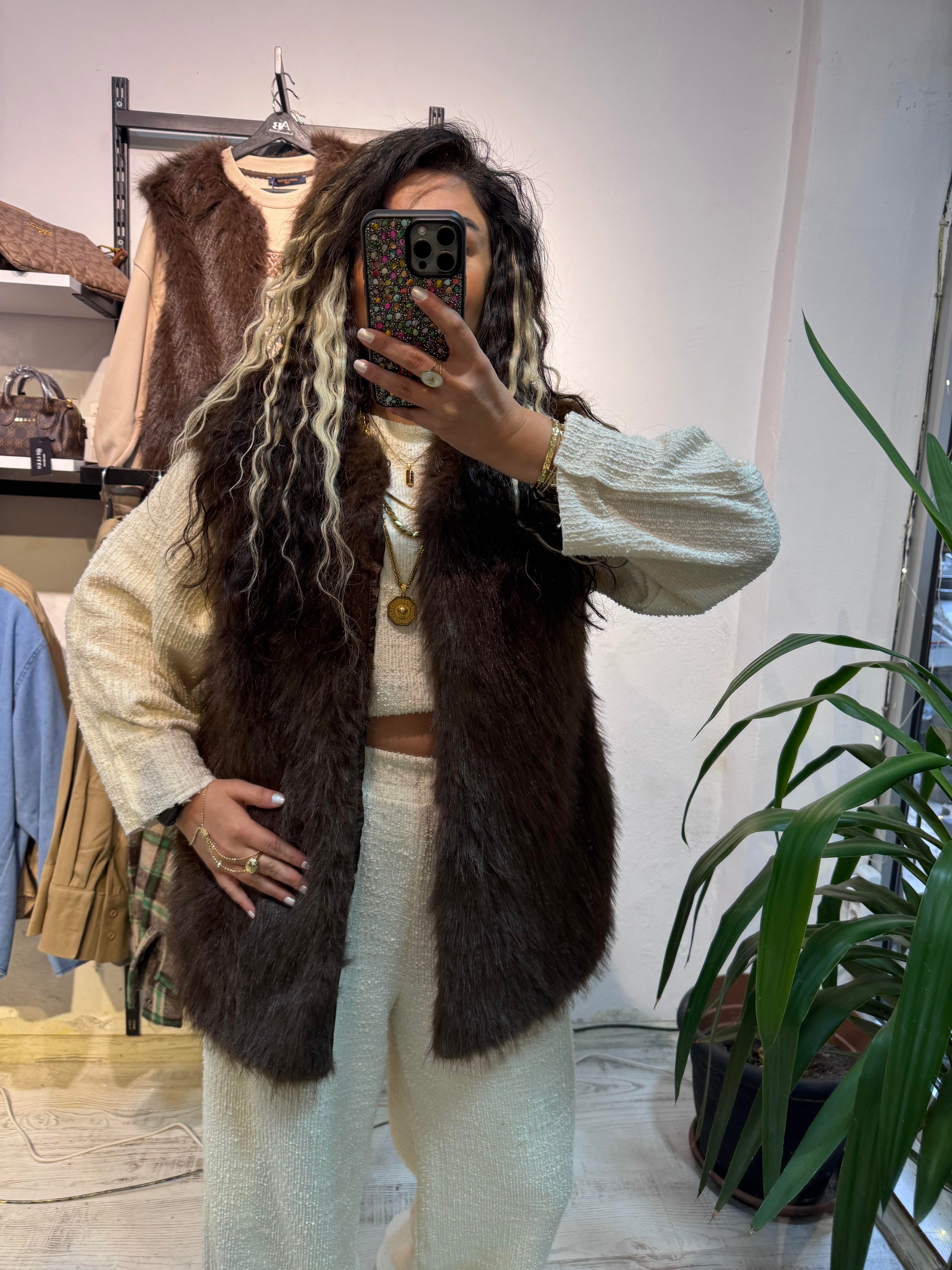 Kahverengi Kürk Yelek