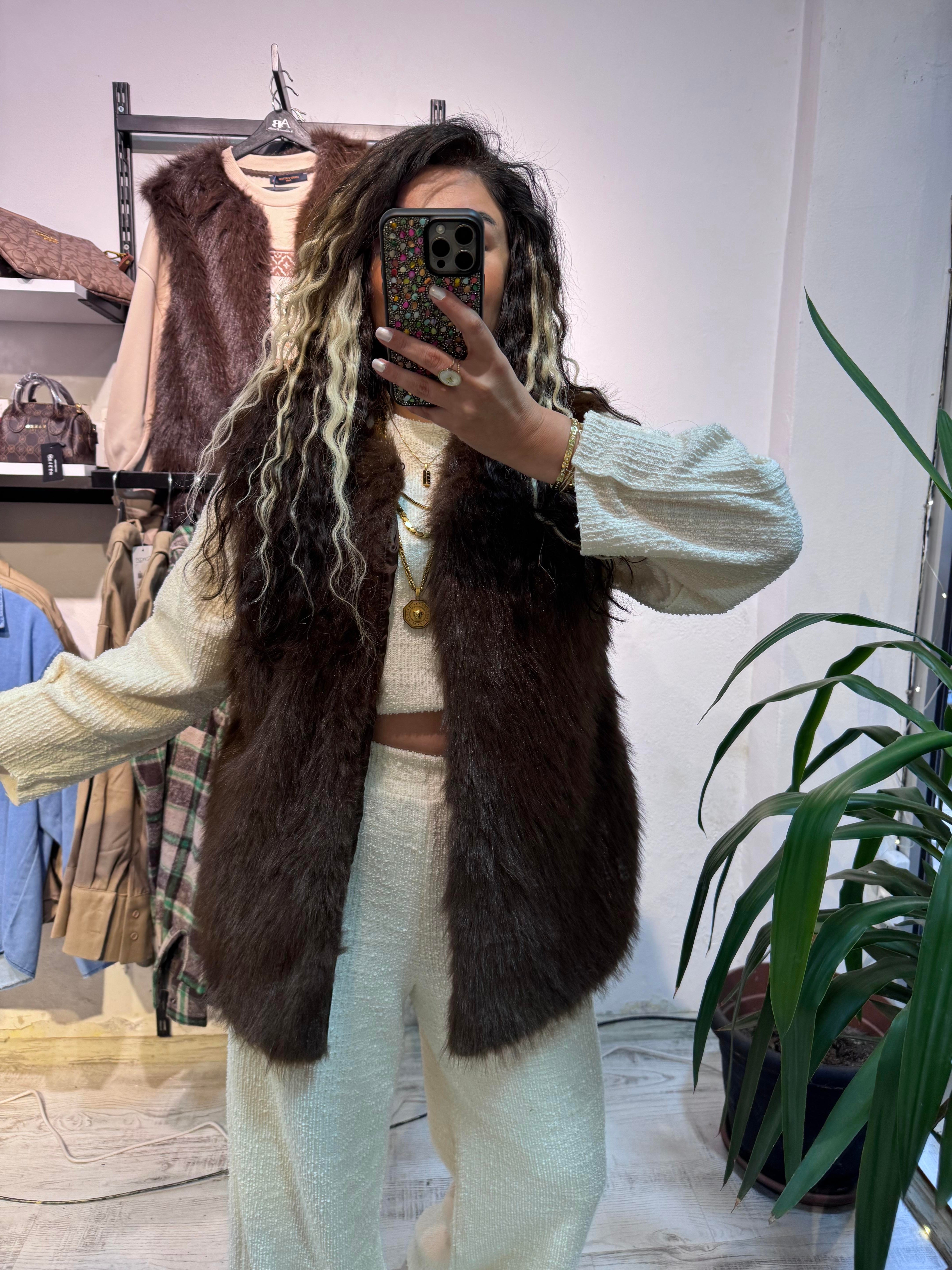 Kahverengi Kürk Yelek