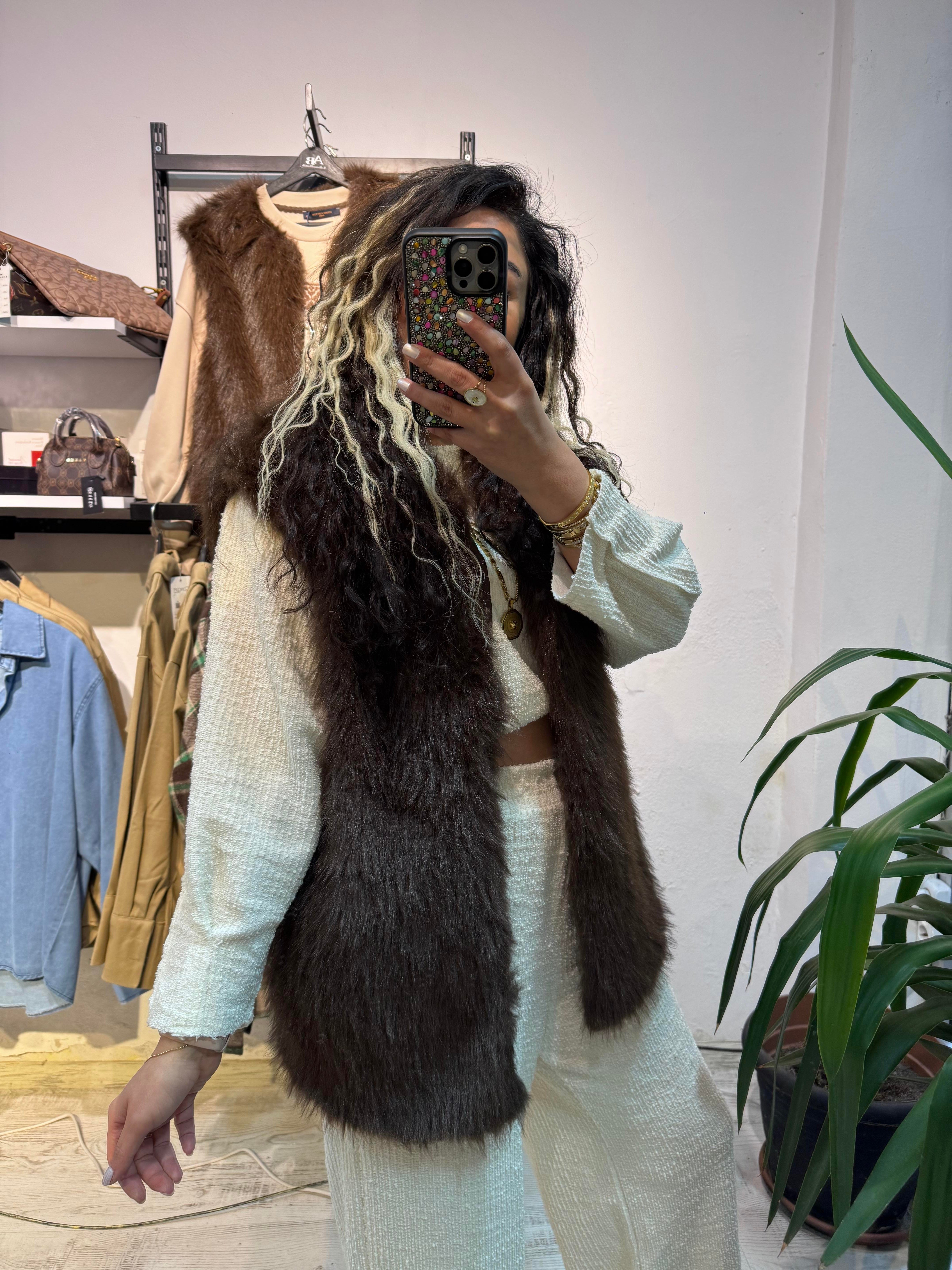 Kahverengi Kürk Yelek