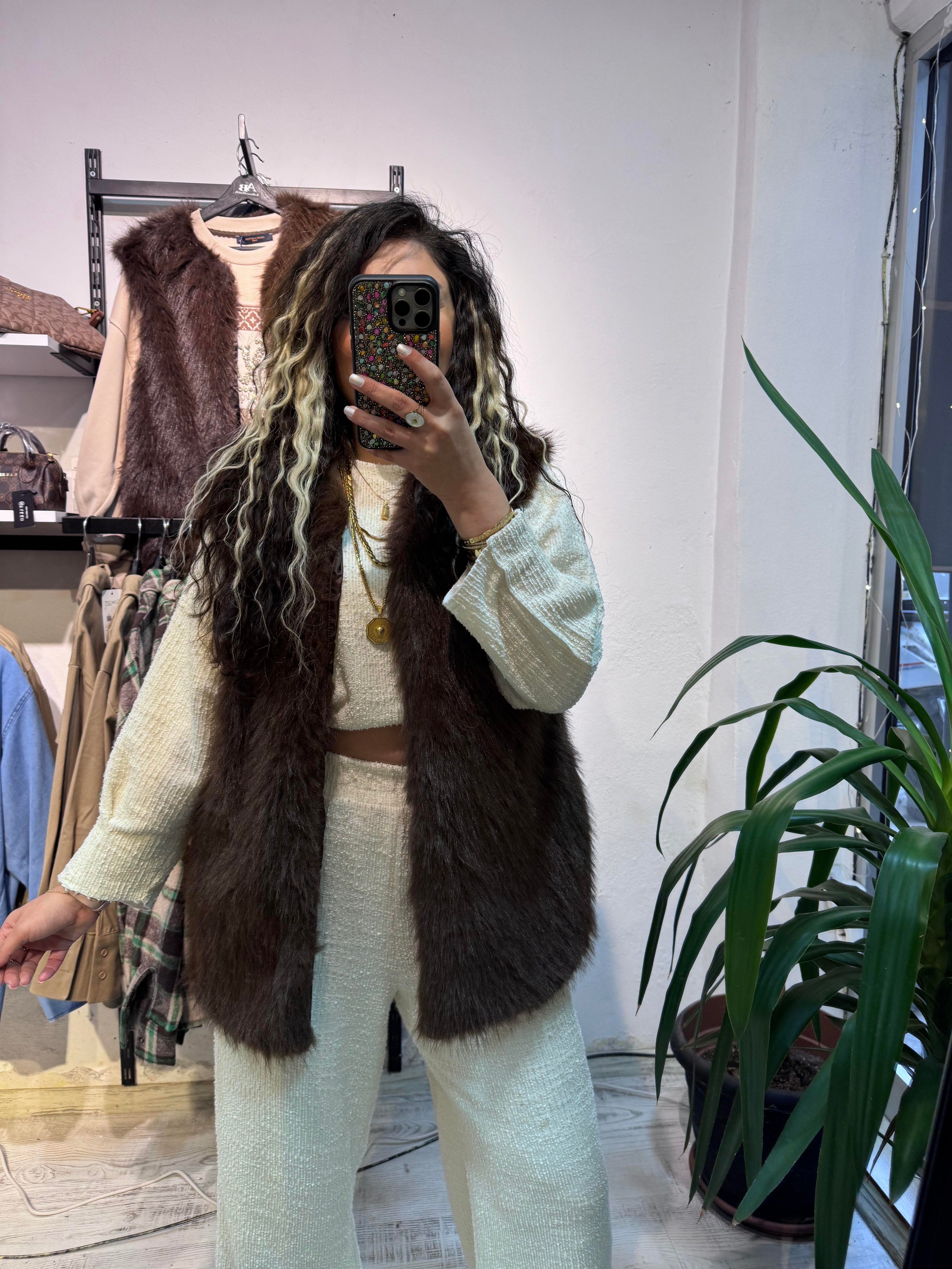 Kahverengi Kürk Yelek