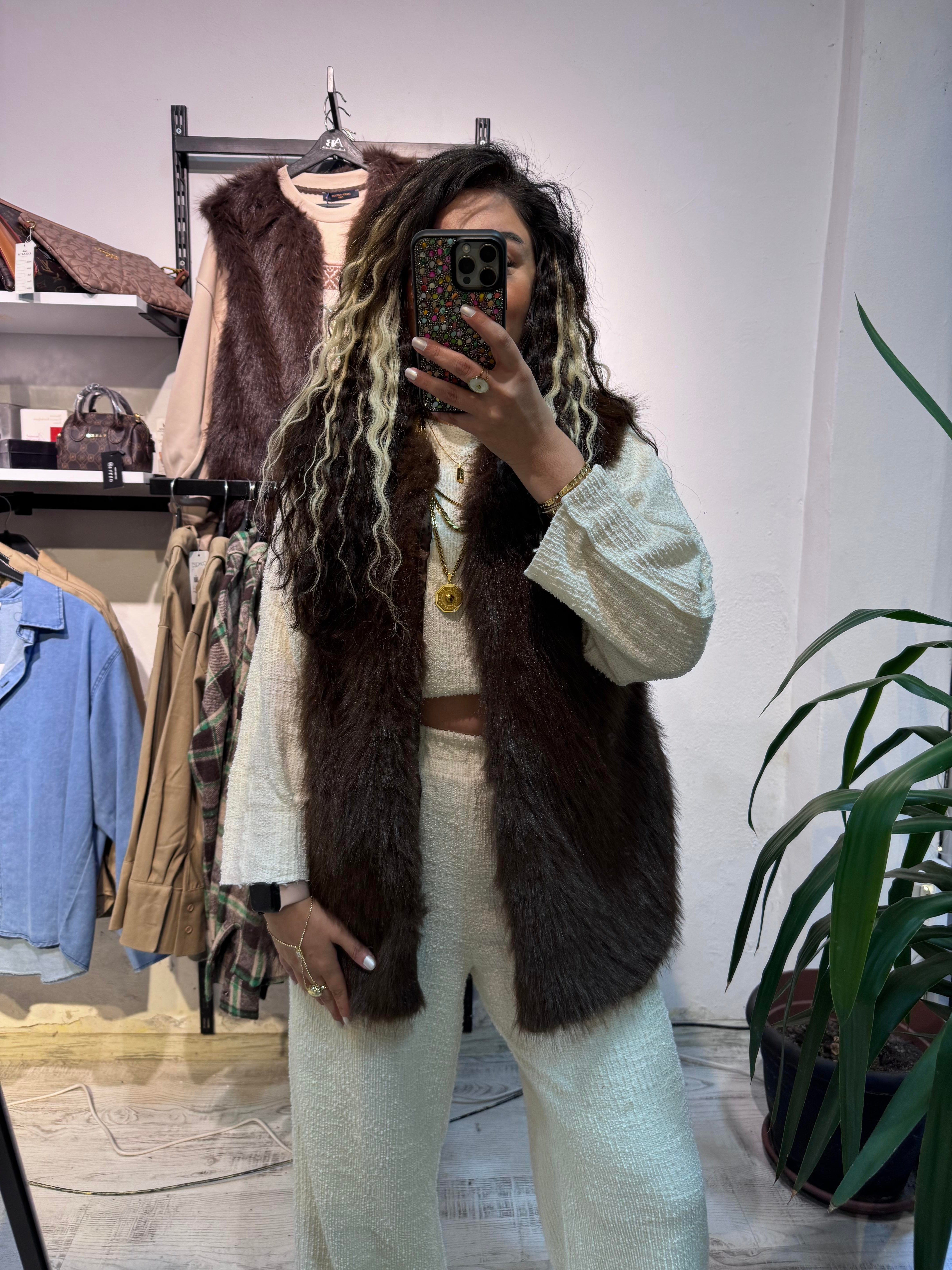 Kahverengi Kürk Yelek