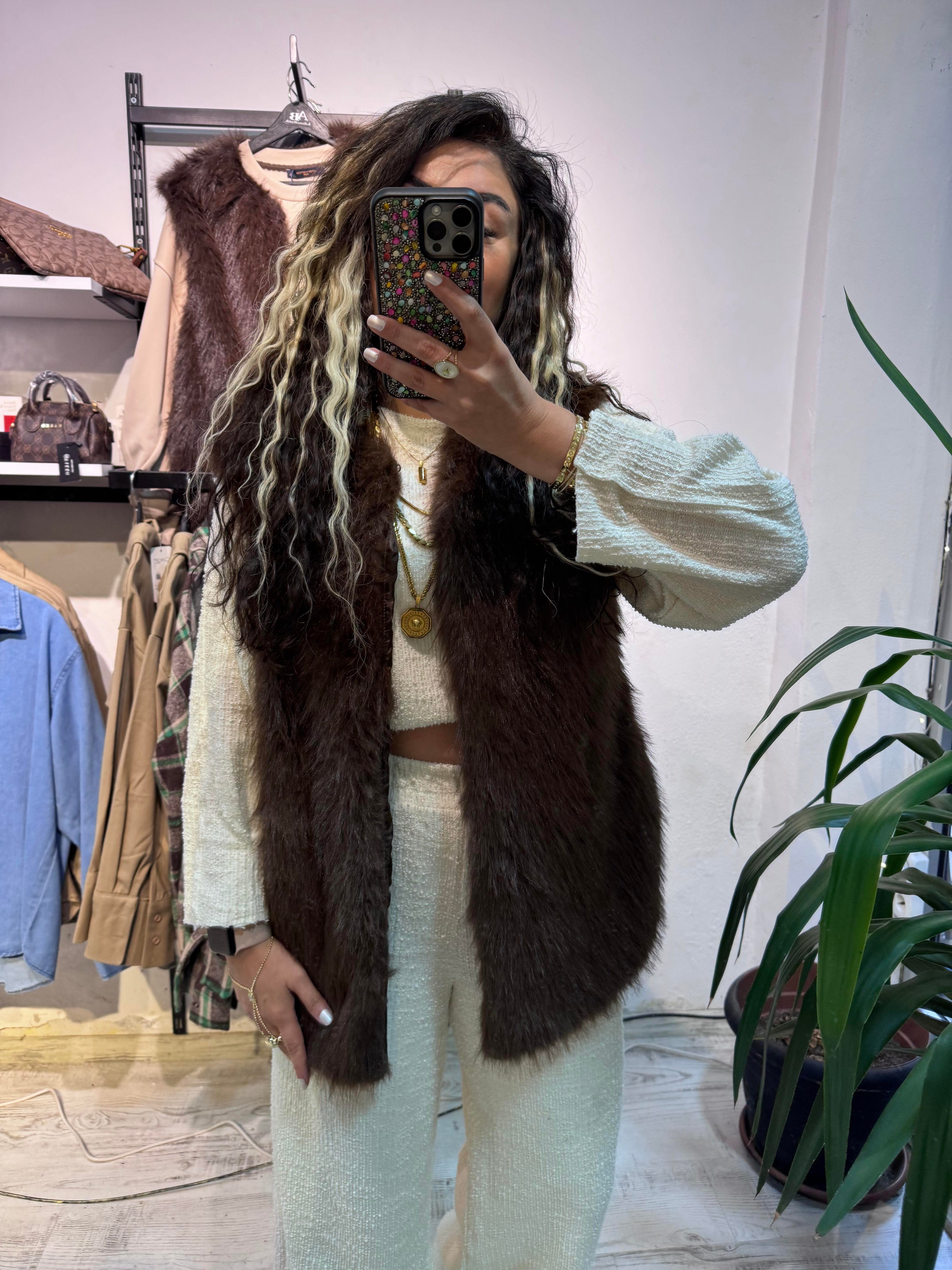 Kahverengi Kürk Yelek